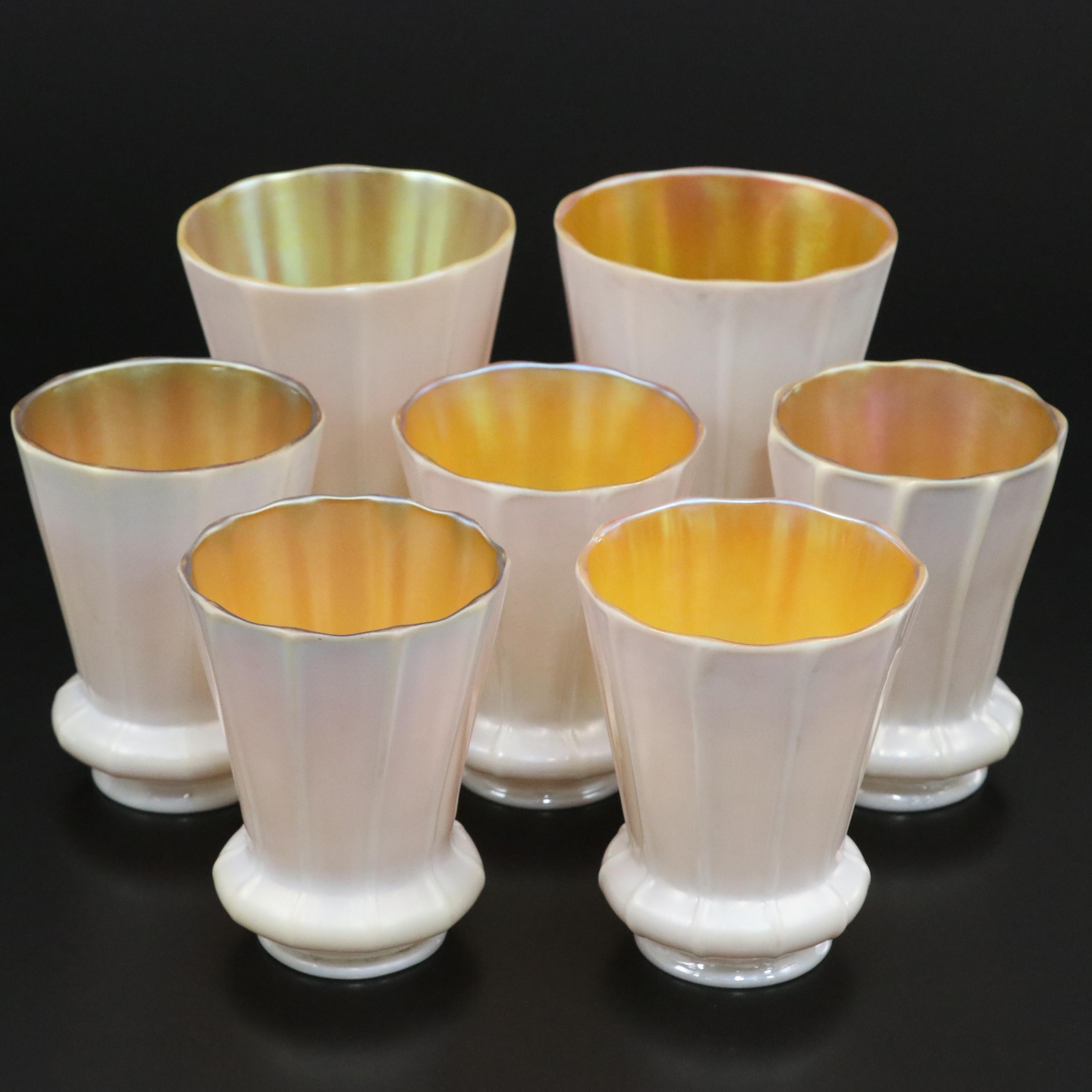 Steuben Art Glass Calcite Aurene Light Shades & Additional Shade, Early 20th C.