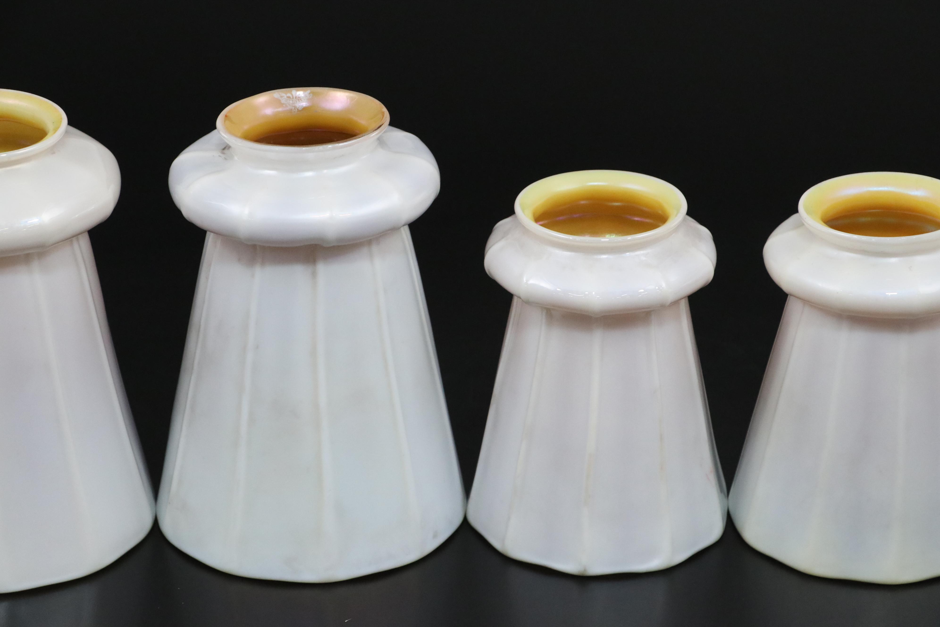 Steuben Art Glass Calcite Aurene Light Shades & Additional Shade, Early 20th C.