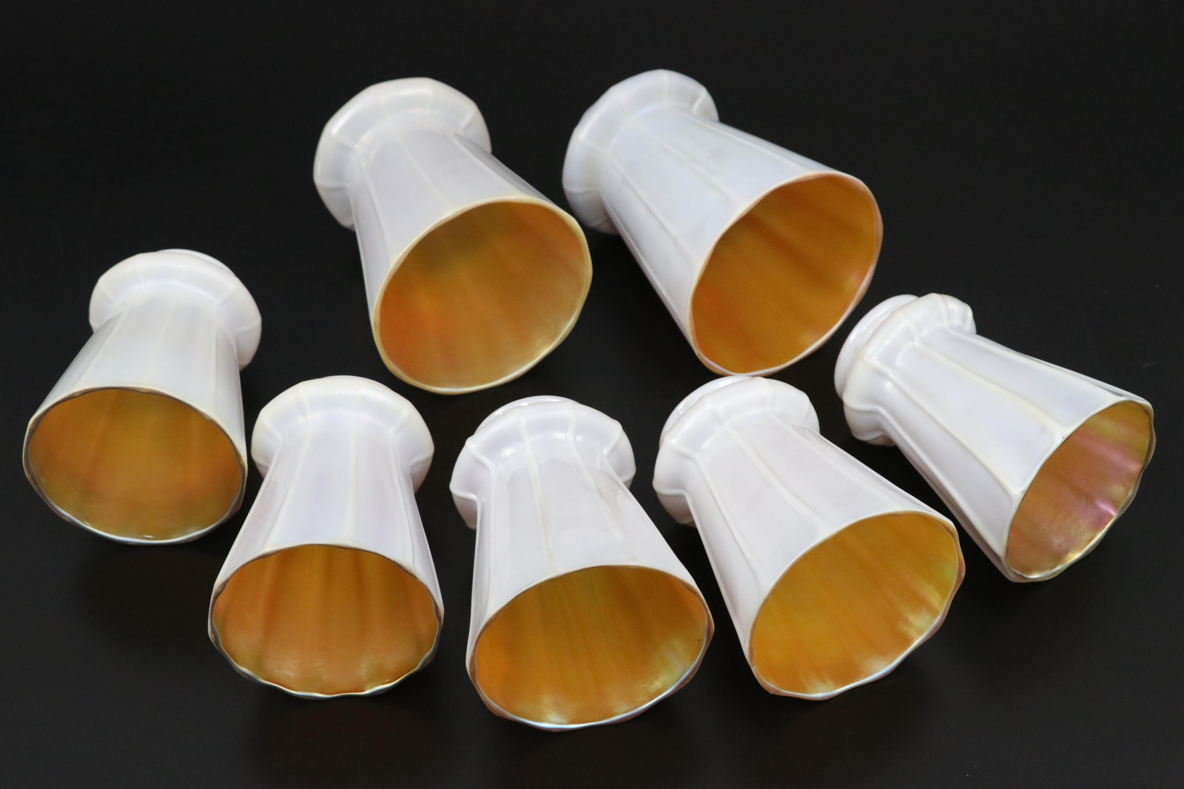 Steuben Art Glass Calcite Aurene Light Shades & Additional Shade, Early 20th C.