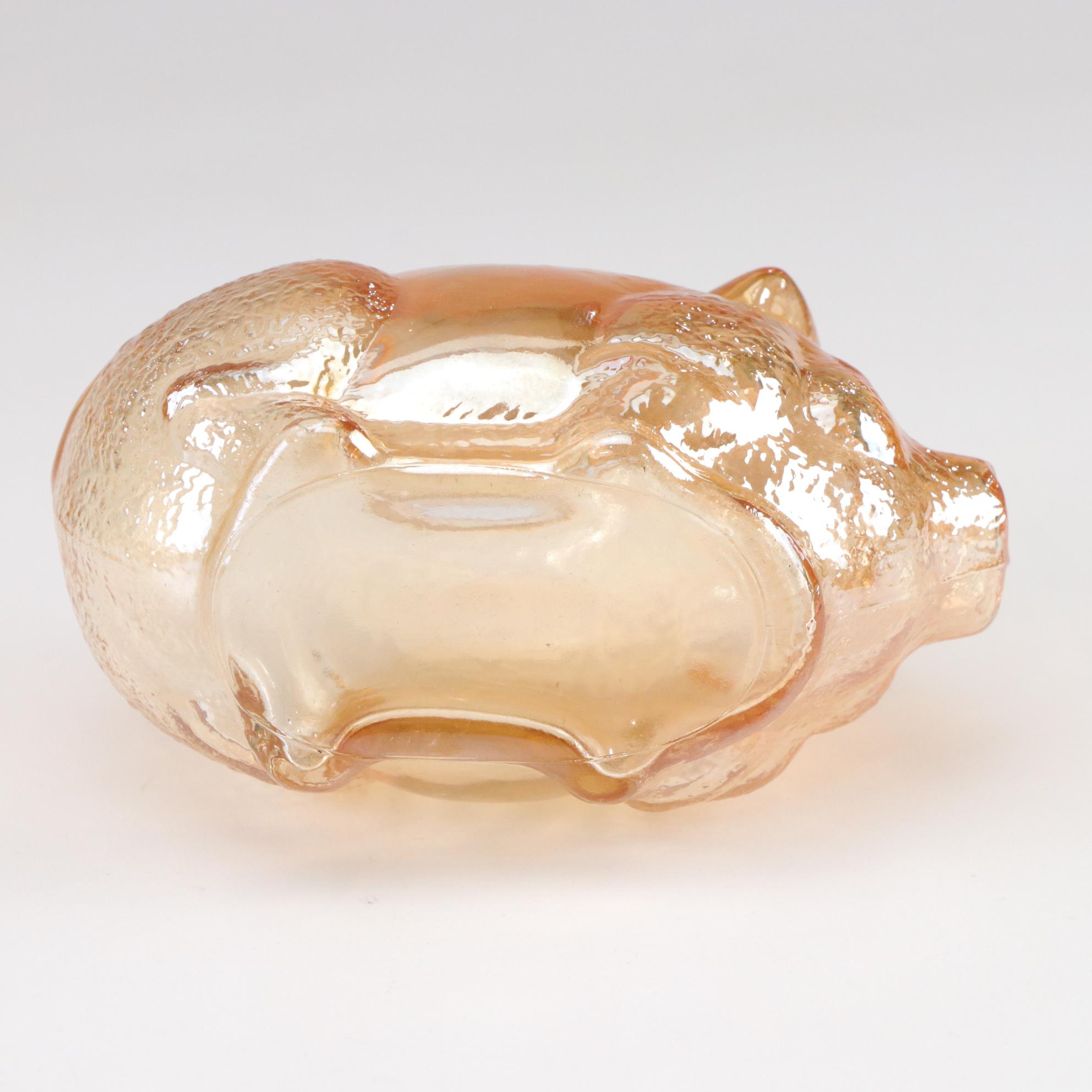 Imperial Glass Co. Footed Candy Dish & Anchor Hocking Carnival Glass Coin Bank