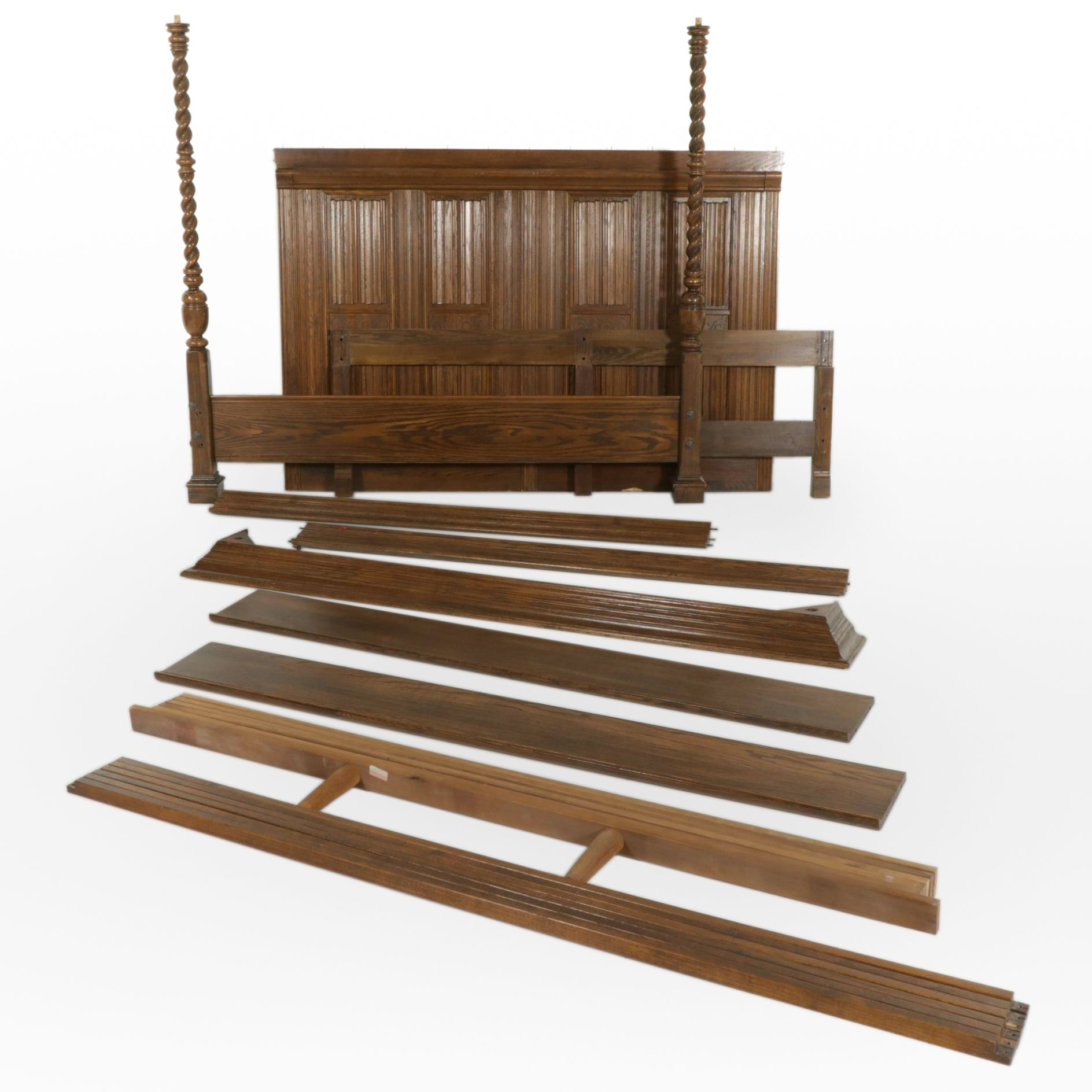 Ethan Allen "Royal Charter" Oak King Size Tester Bed, Mid to Late 20th Century