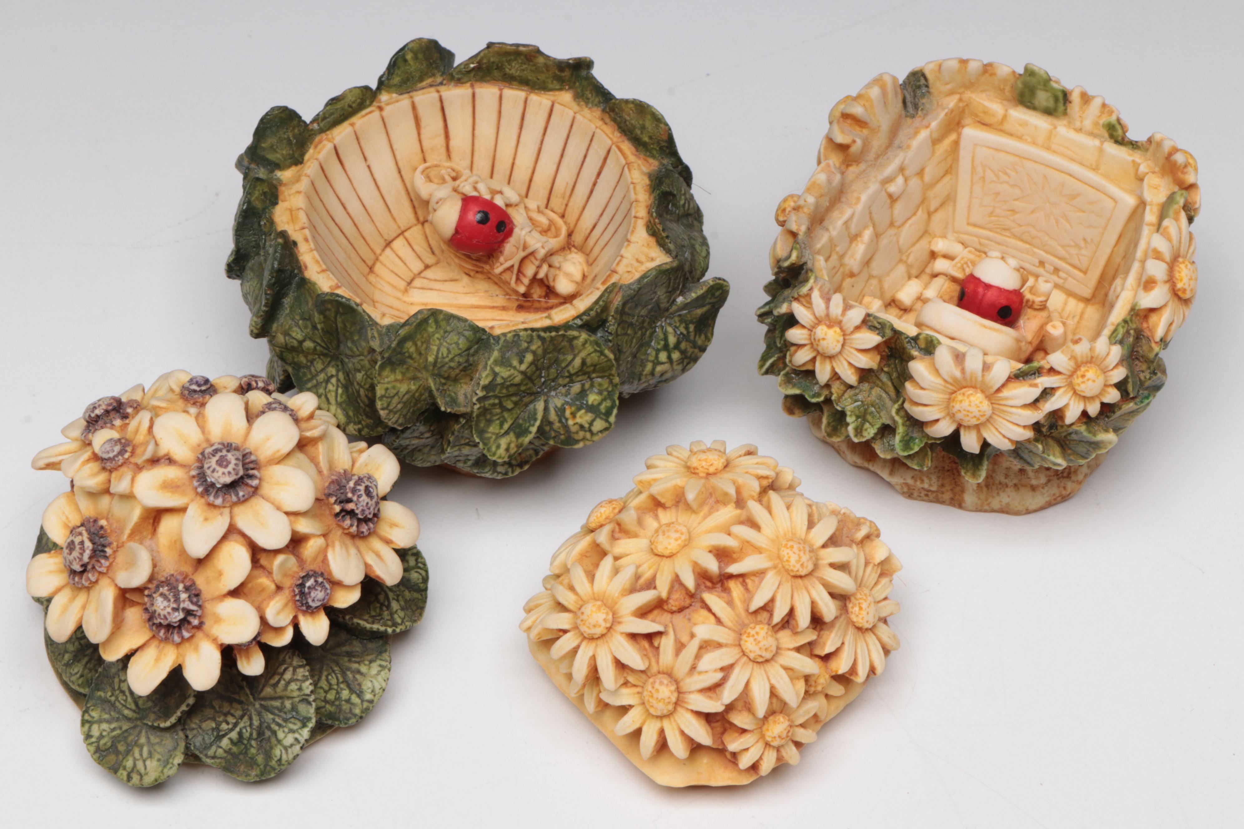 Harmony Kingdom "Daisy," "Sunflower III" and Other Resin Figurines, Vintage