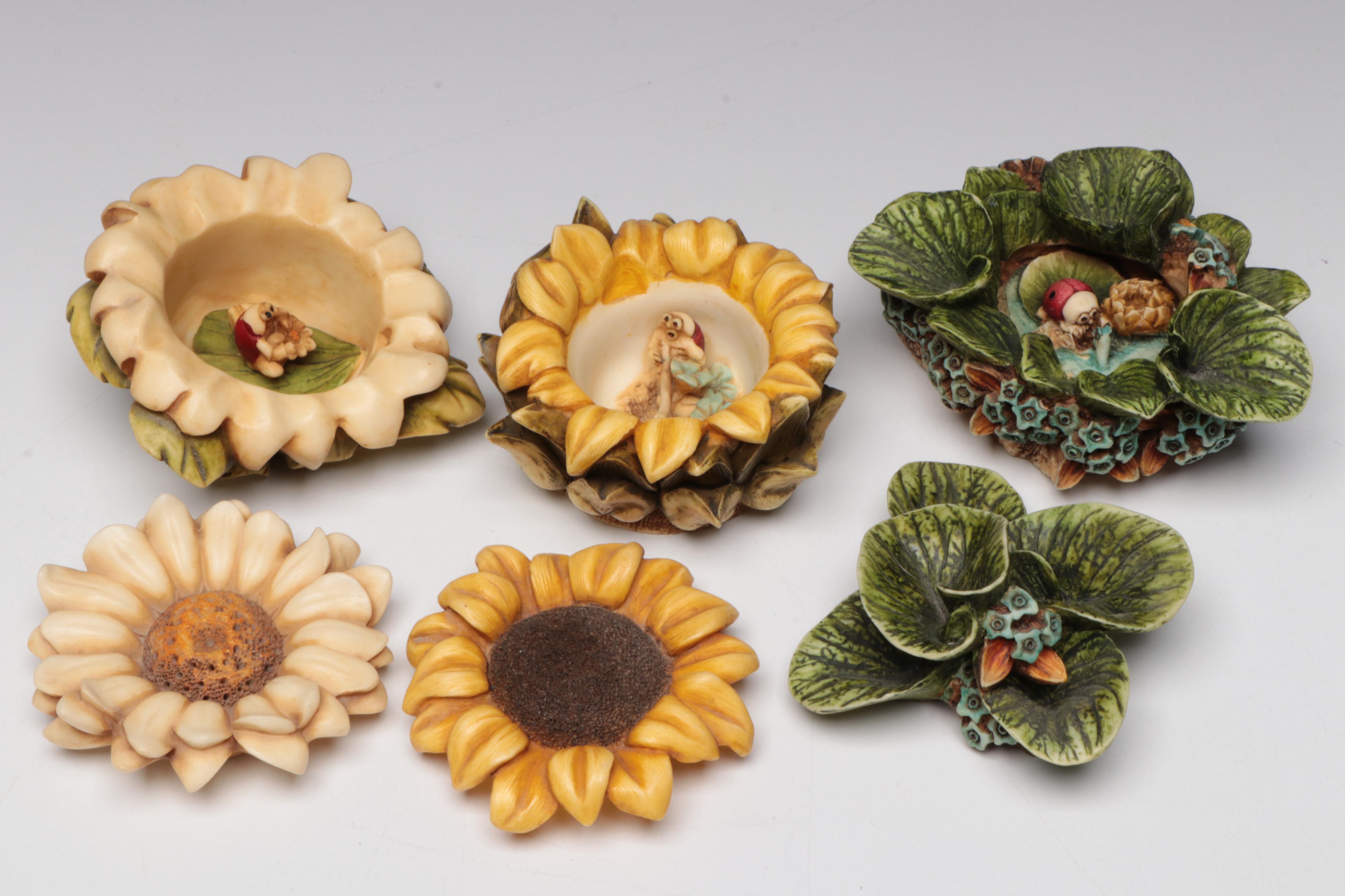 Harmony Kingdom "Daisy," "Sunflower III" and Other Resin Figurines, Vintage