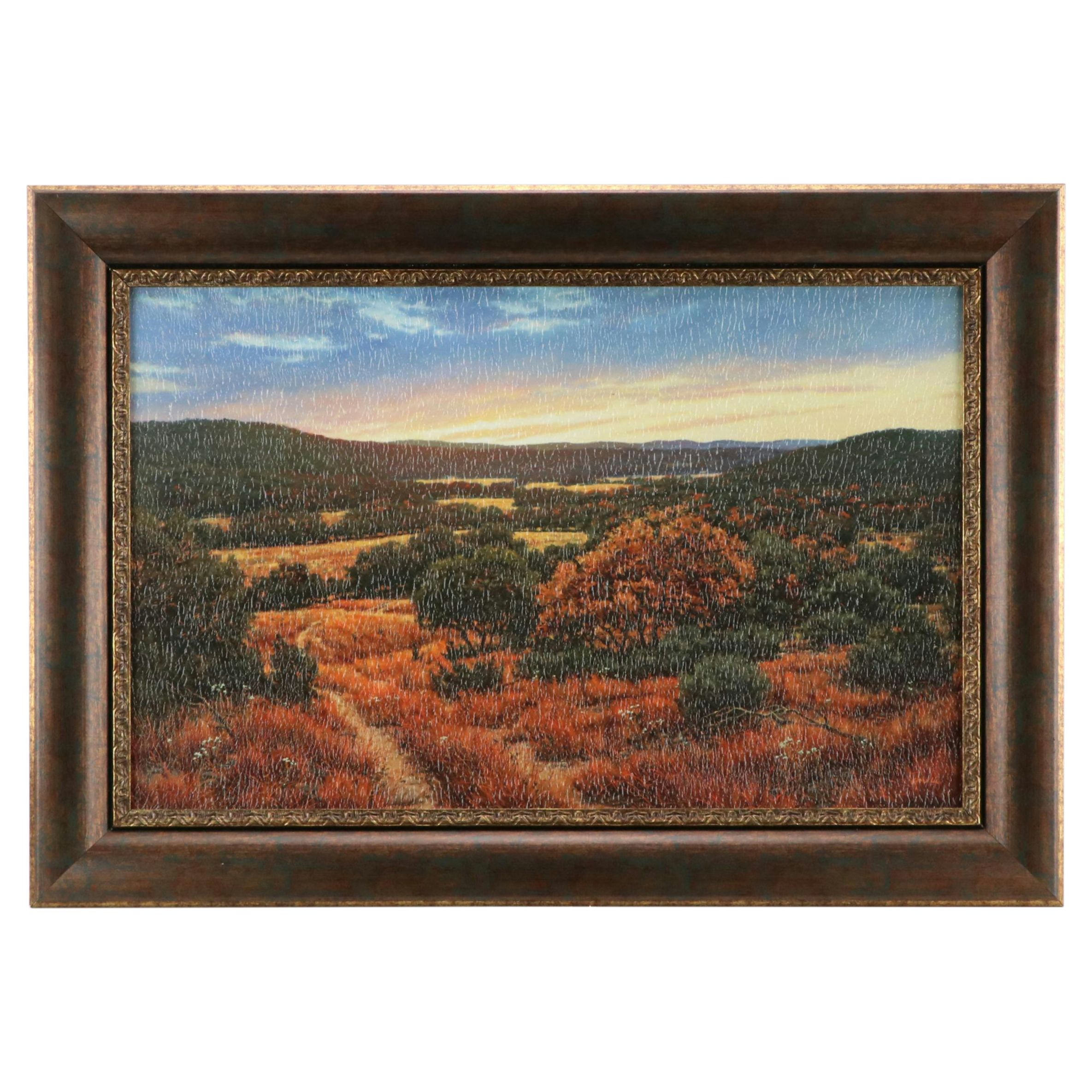 Embellished Offset Lithographs After Greg Glowka of Landscapes at Sunset