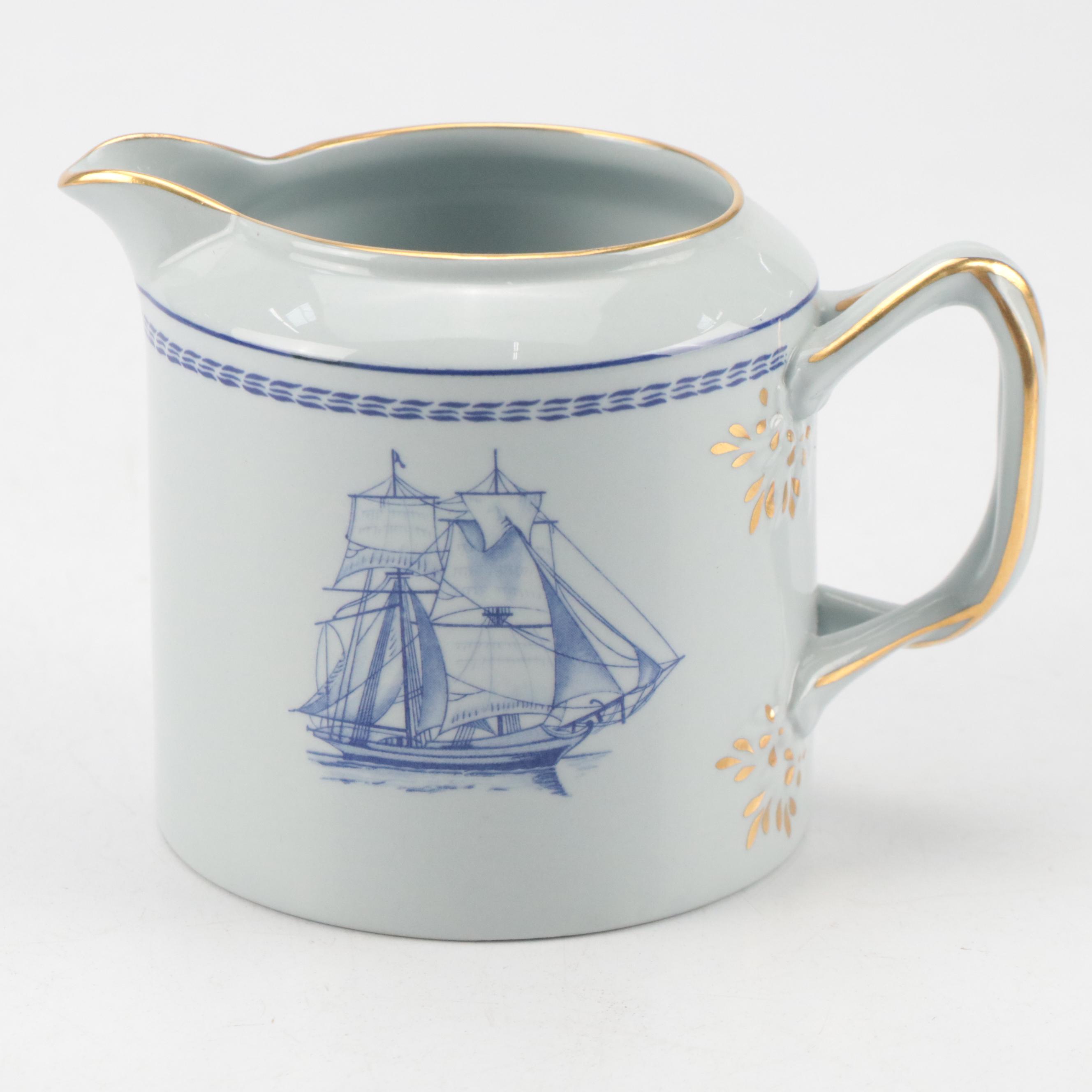 Spode Stoneware "Trade Winds Blue" Teapot, Creamer and Lidded Sugar