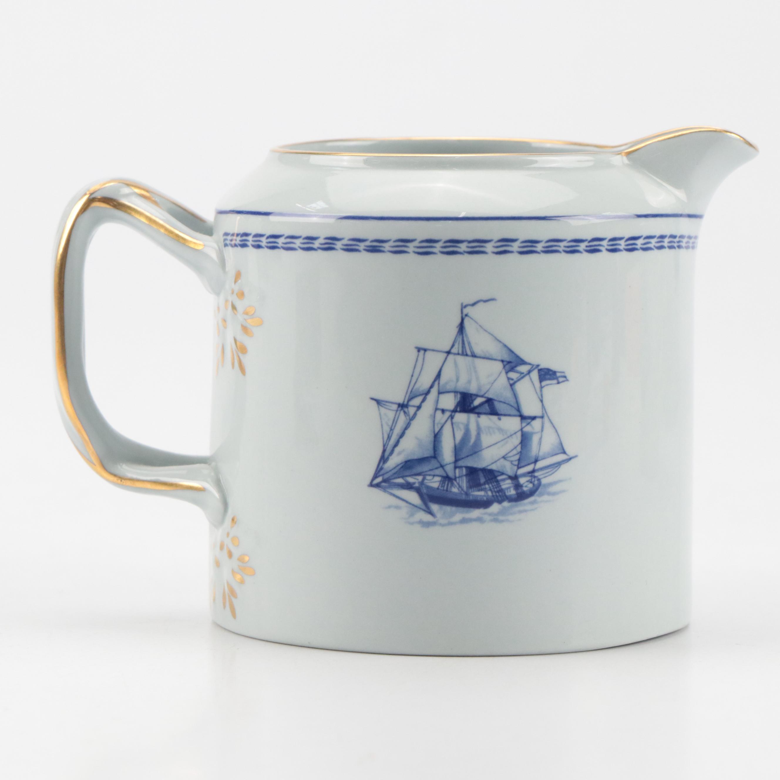 Spode Stoneware "Trade Winds Blue" Teapot, Creamer and Lidded Sugar