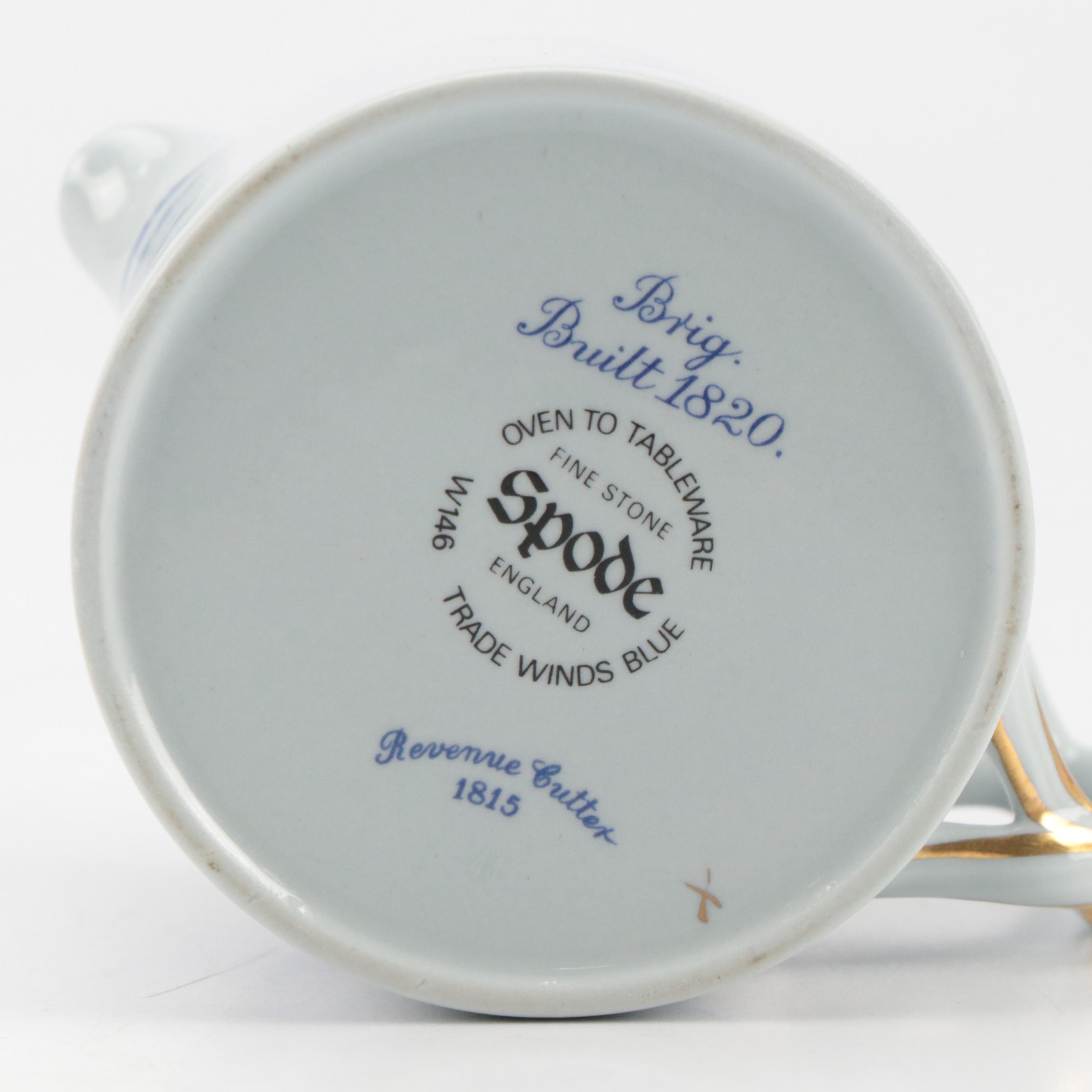 Spode Stoneware "Trade Winds Blue" Teapot, Creamer and Lidded Sugar