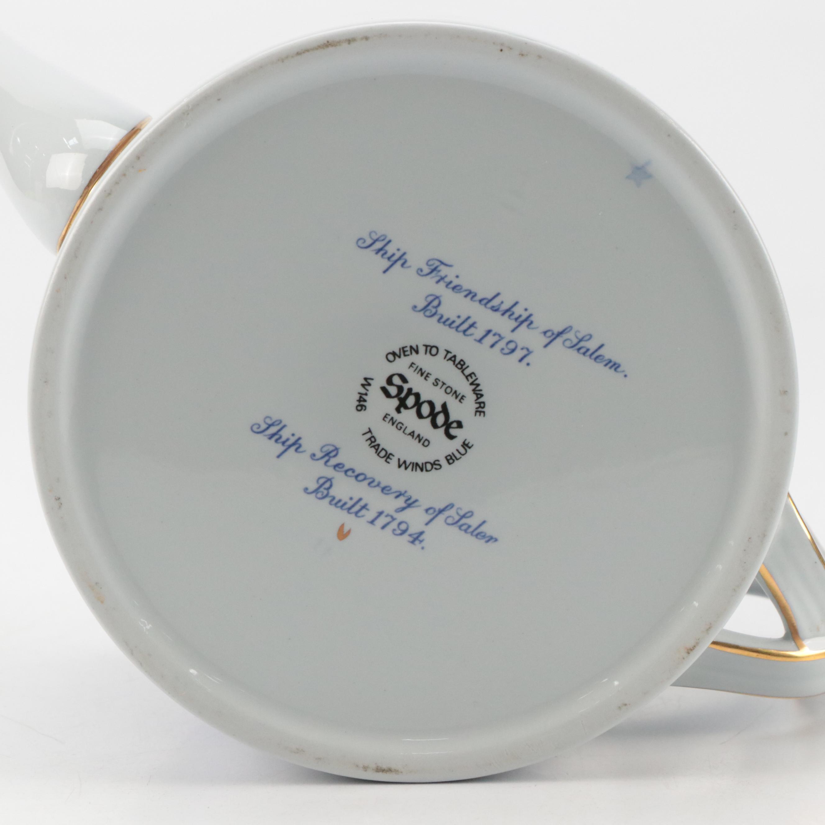 Spode Stoneware "Trade Winds Blue" Teapot, Creamer and Lidded Sugar