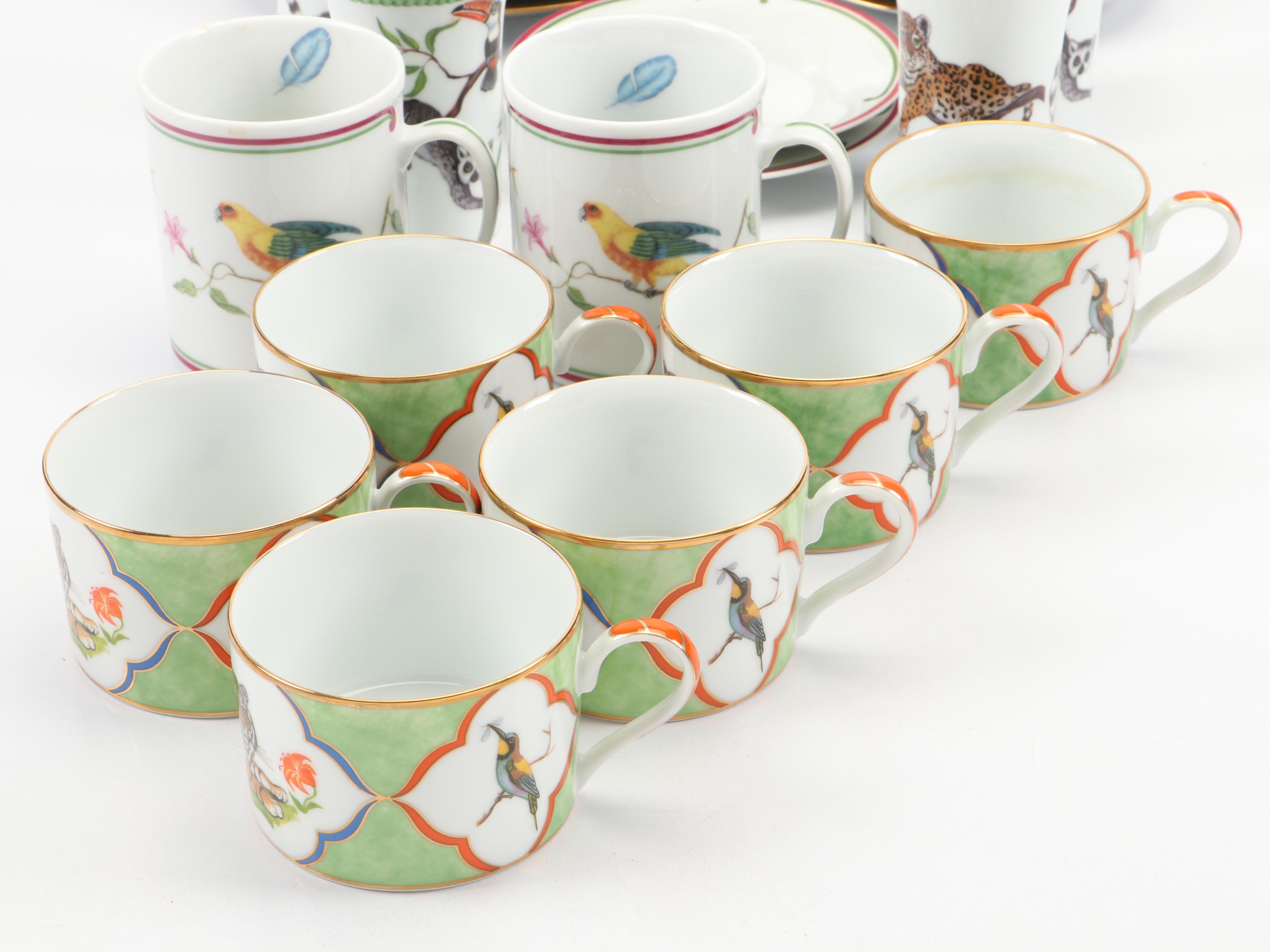 Lynn Chase "Tiger Raj" Porcelain Salad Plate, Saucers, Teacups and More