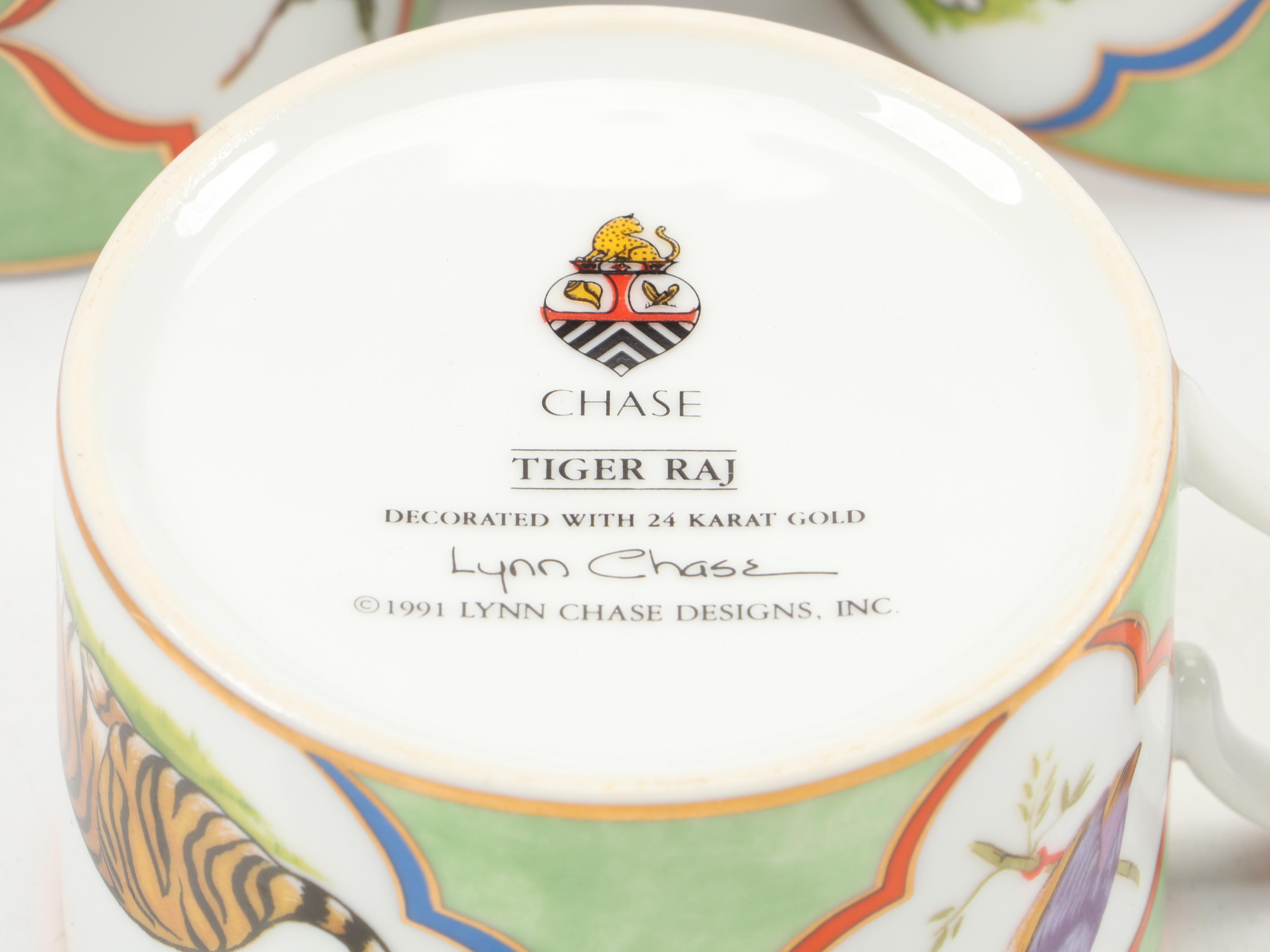 Lynn Chase "Tiger Raj" Porcelain Salad Plate, Saucers, Teacups and More