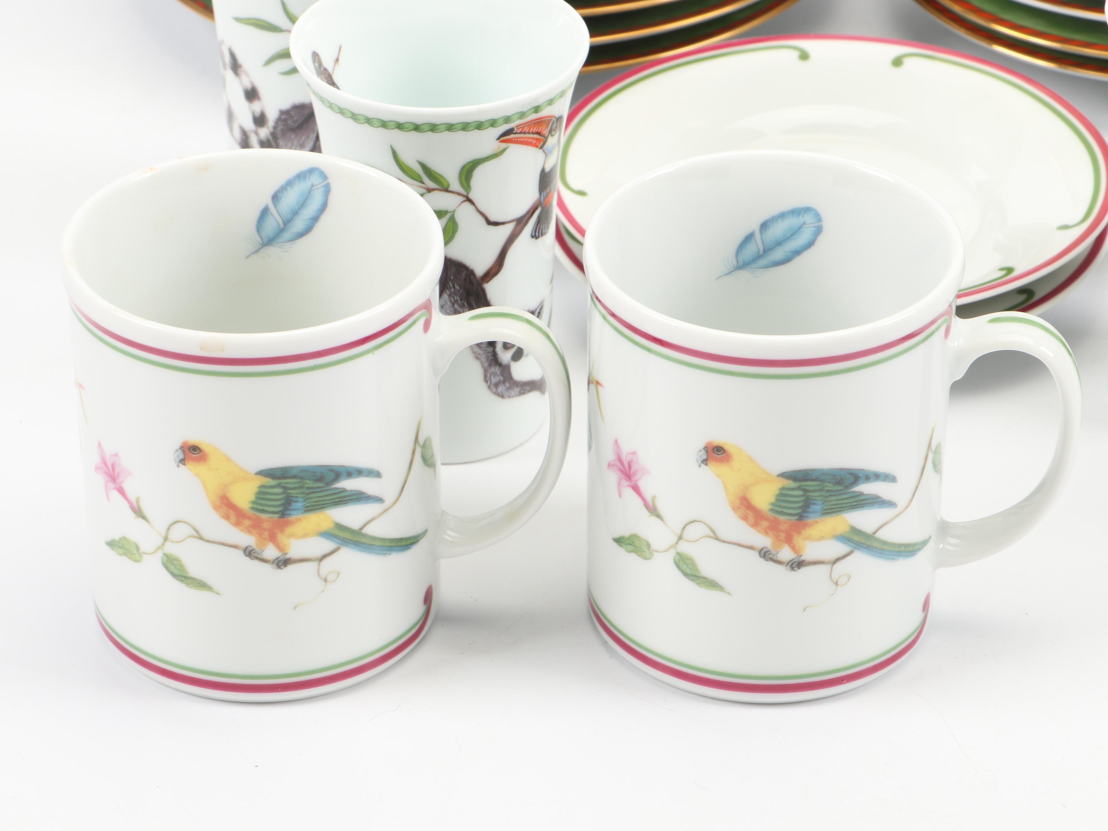 Lynn Chase "Tiger Raj" Porcelain Salad Plate, Saucers, Teacups and More