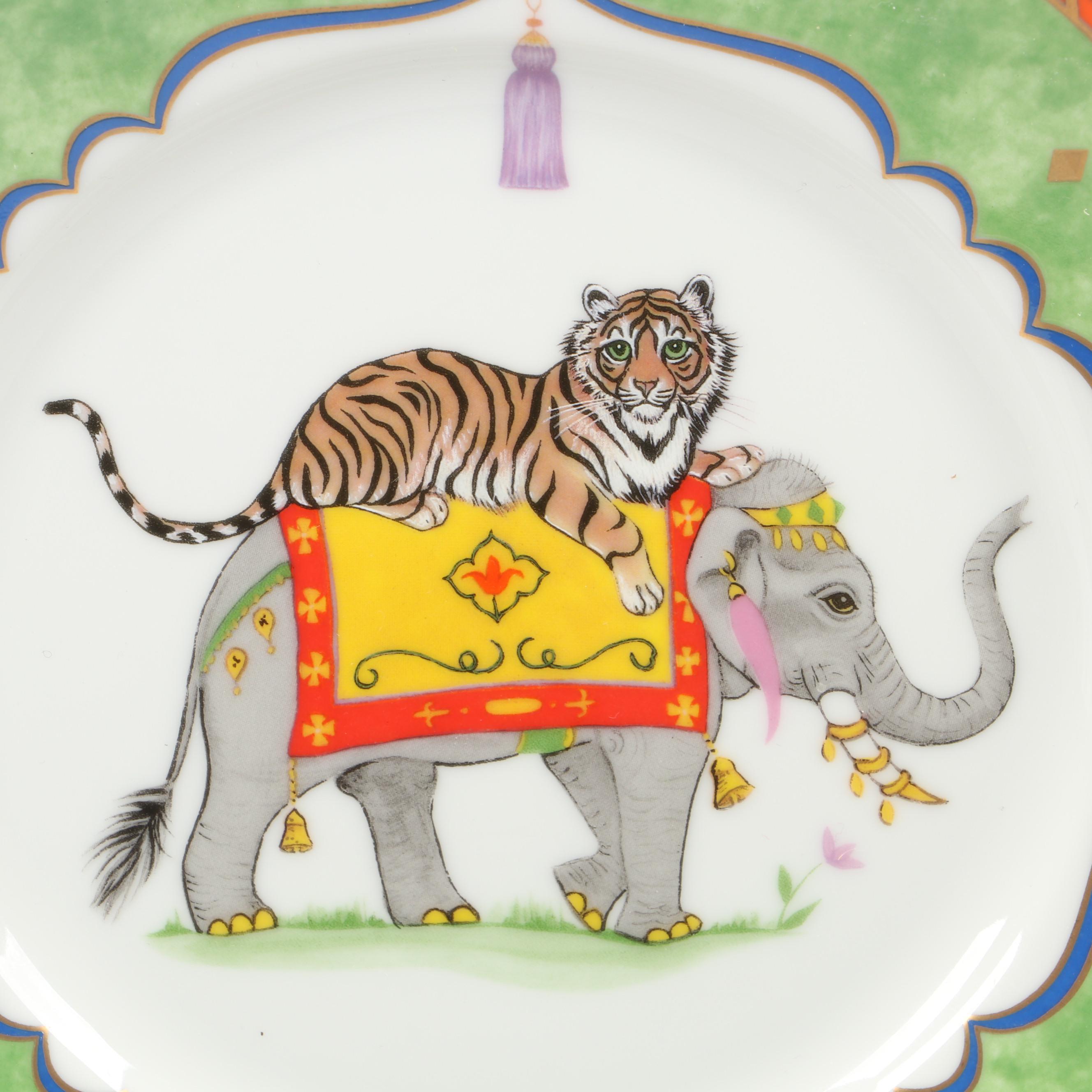 Lynn Chase "Tiger Raj" Porcelain Salad Plate, Saucers, Teacups and More