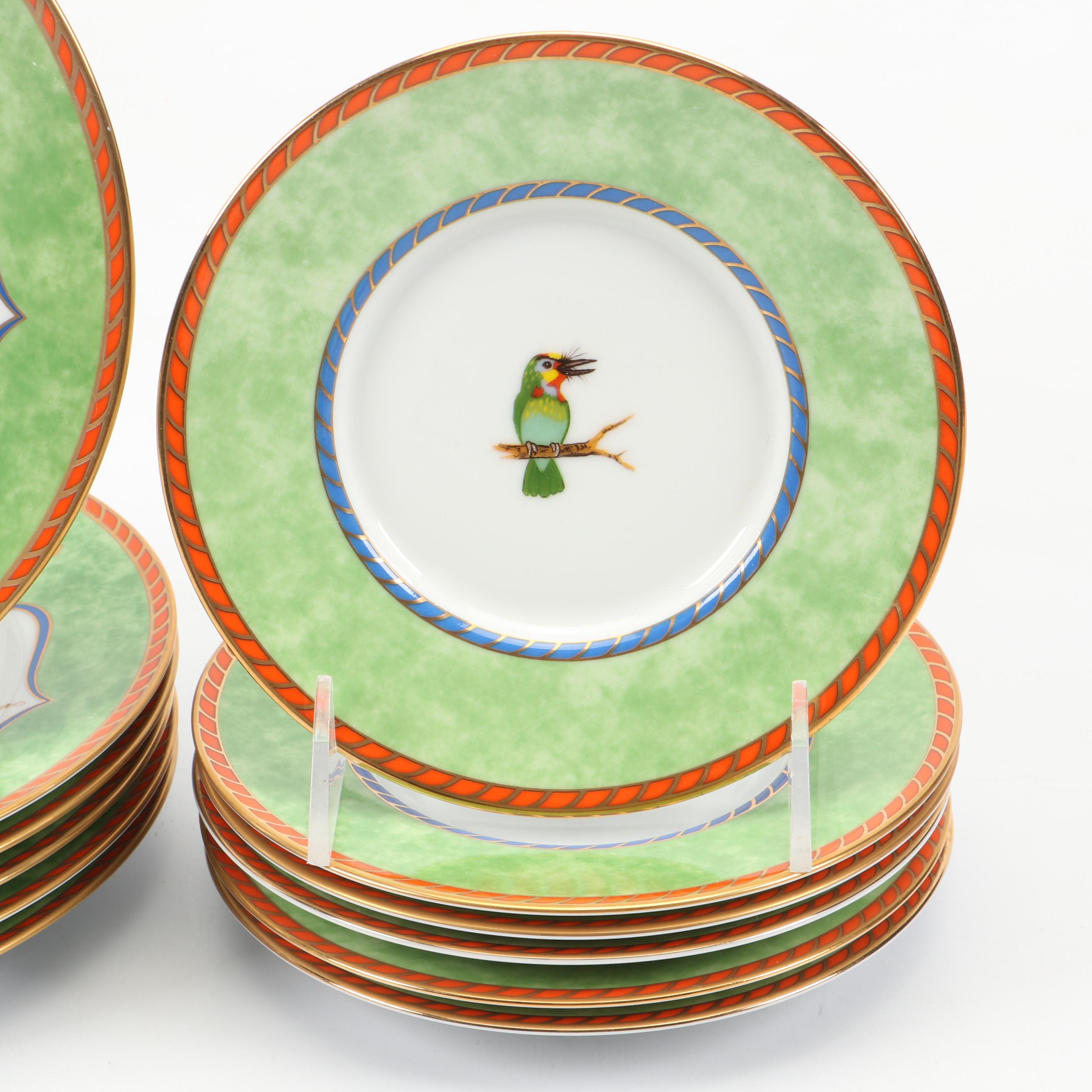 Lynn Chase "Tiger Raj" Porcelain Salad Plate, Saucers, Teacups and More