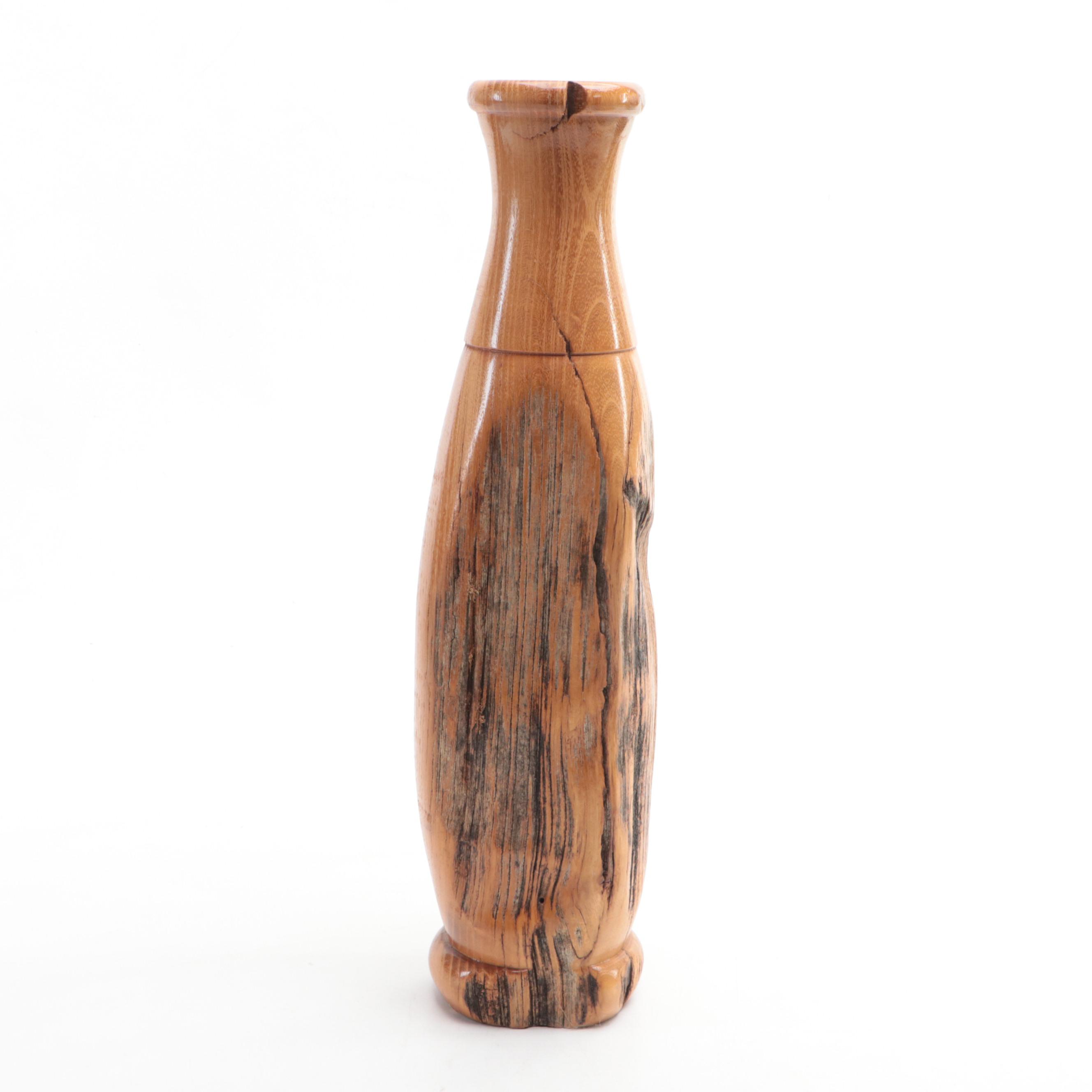 J Goethel Spalted Maple Bowl with Turned Wood Vase