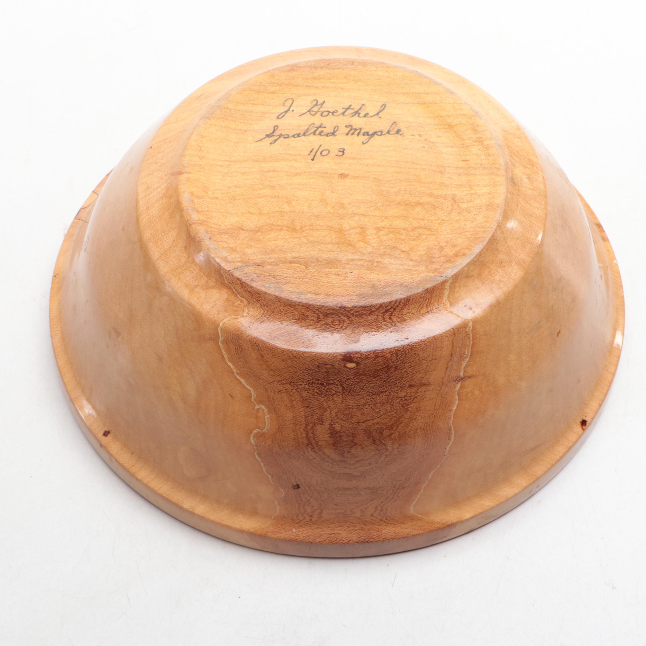 J Goethel Spalted Maple Bowl with Turned Wood Vase