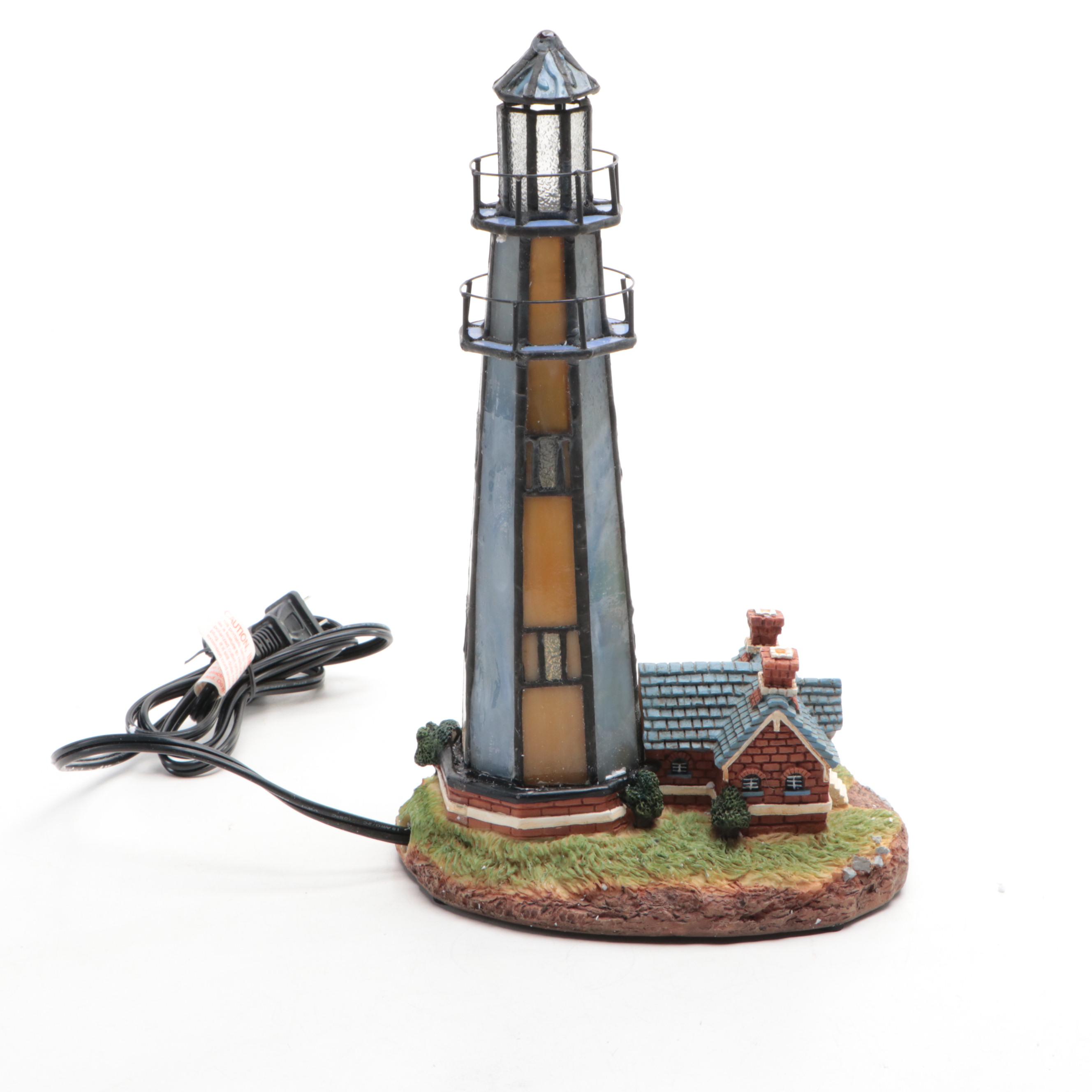 Dale Tiffany "Bristol Point" Art Glass Village Lighthouse Lamp