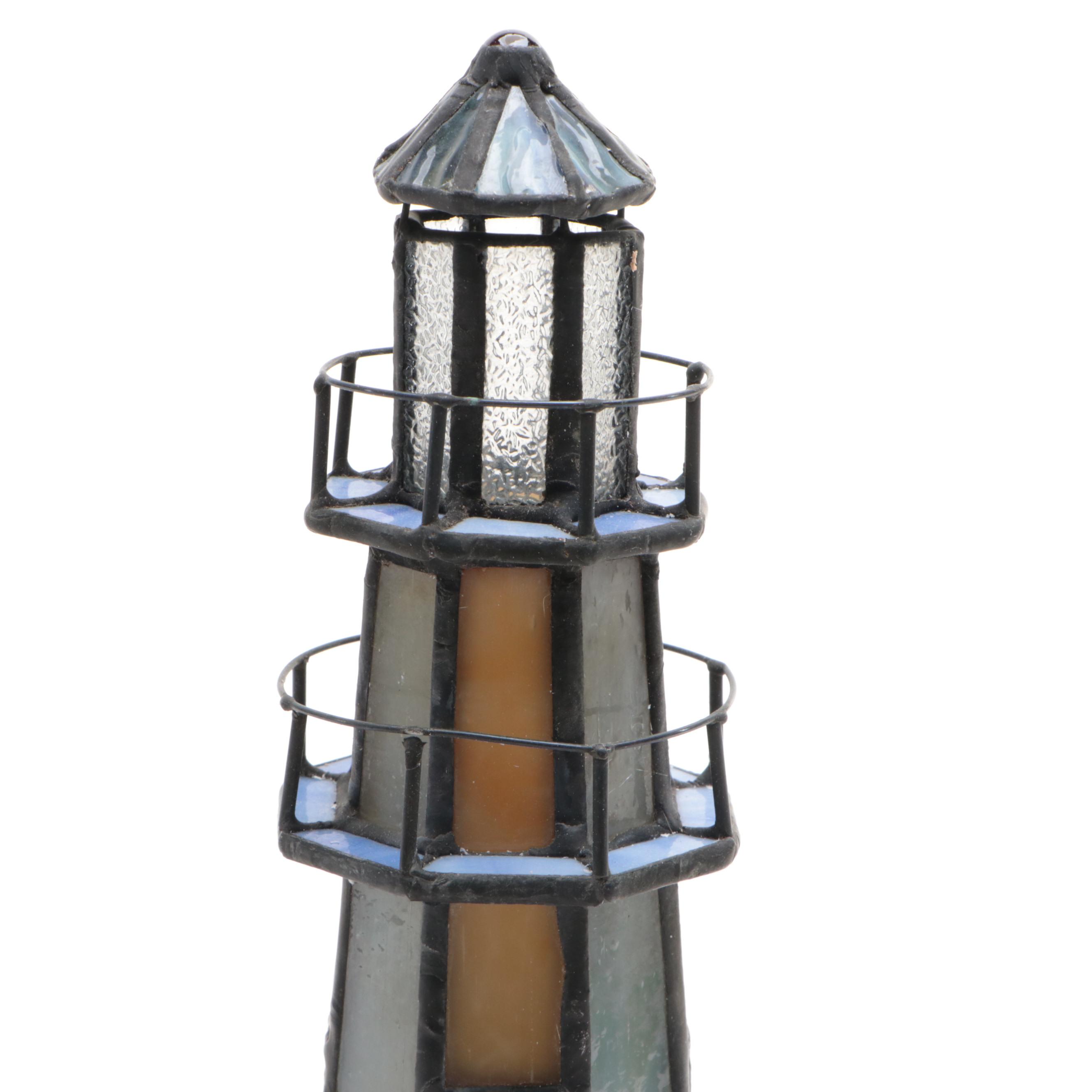 Dale Tiffany "Bristol Point" Art Glass Village Lighthouse Lamp