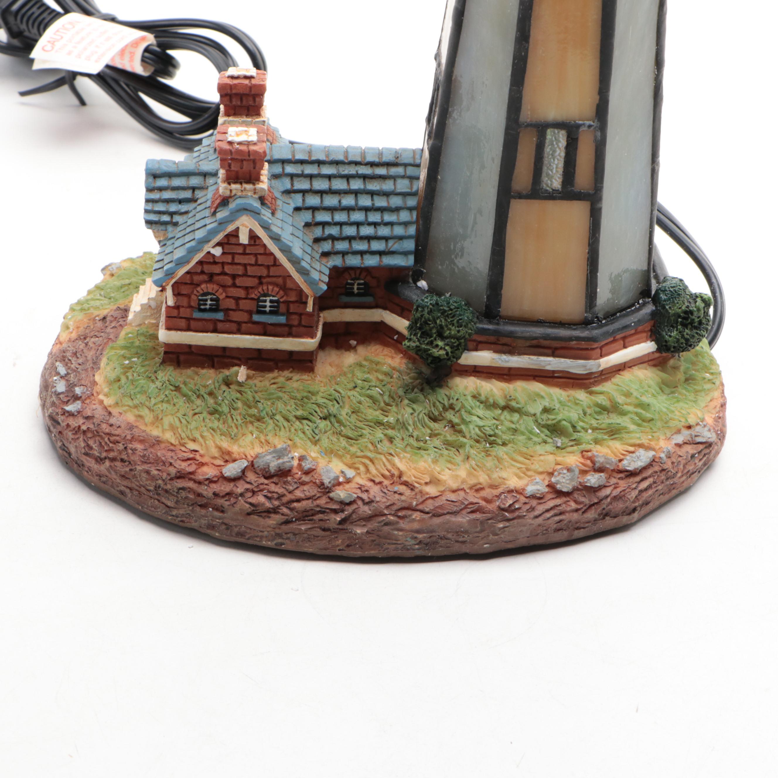 Dale Tiffany "Bristol Point" Art Glass Village Lighthouse Lamp
