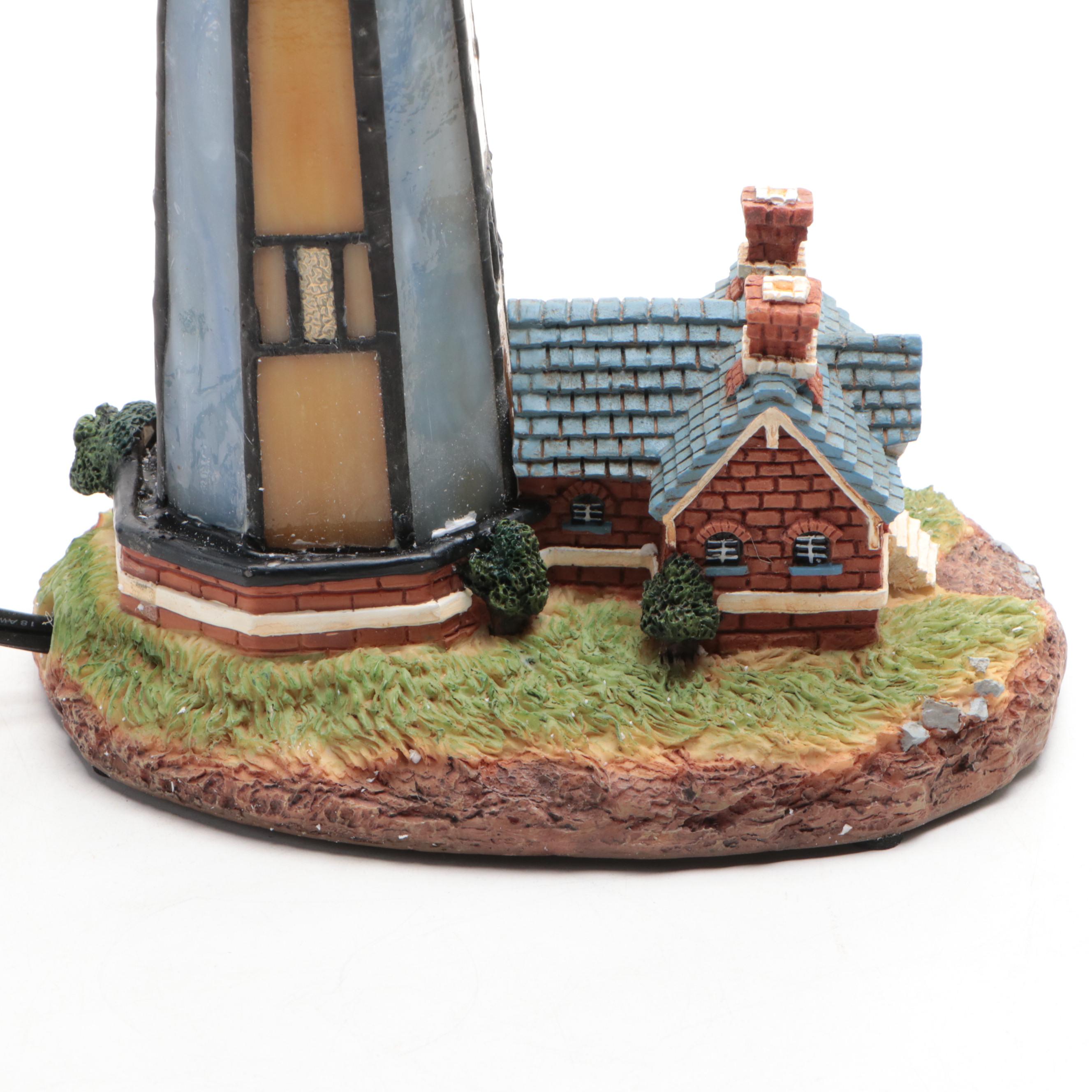 Dale Tiffany "Bristol Point" Art Glass Village Lighthouse Lamp