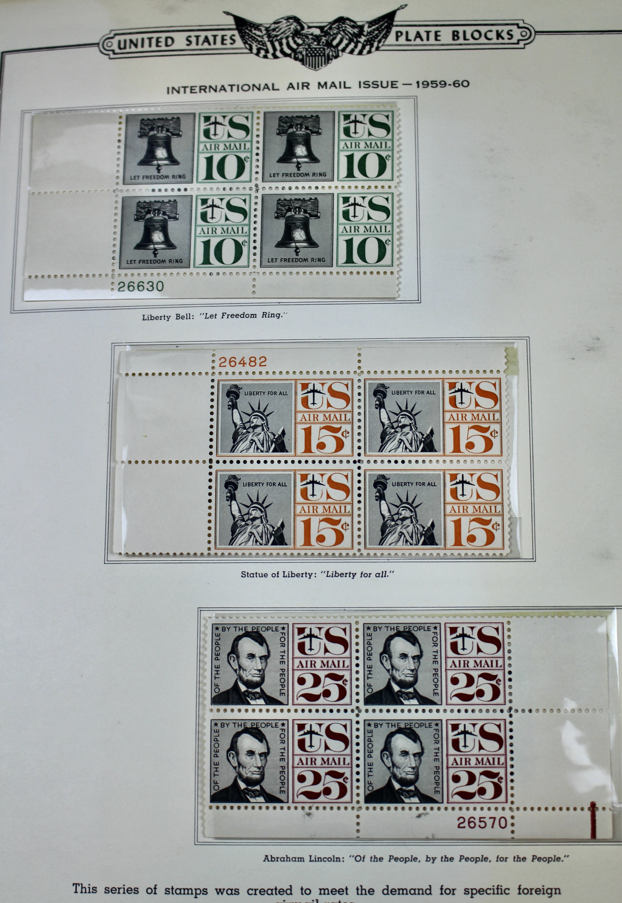 Over 200 Different U.S. Postage Stamp Plate Blocks, 1959 to 1969