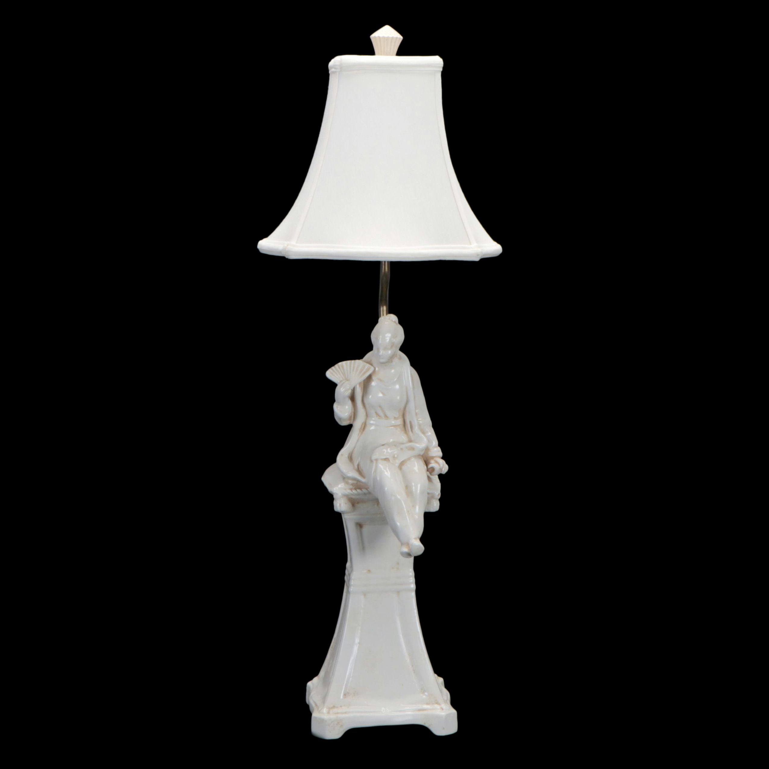 Chapman Blanc de Chine Figural Table Lamp with Bell Shade, 1998