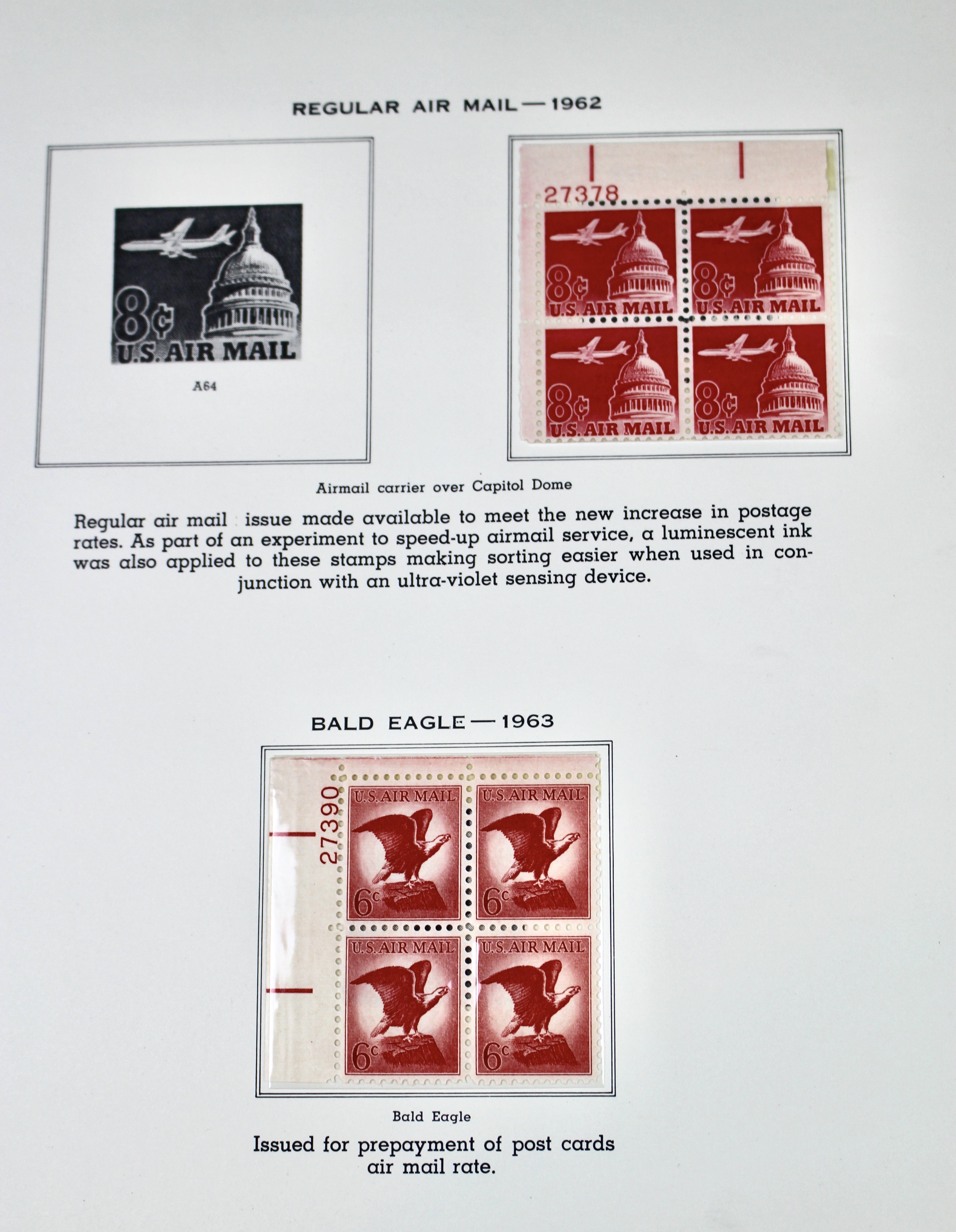 Over 200 Different U.S. Postage Stamp Plate Blocks, 1959 to 1969
