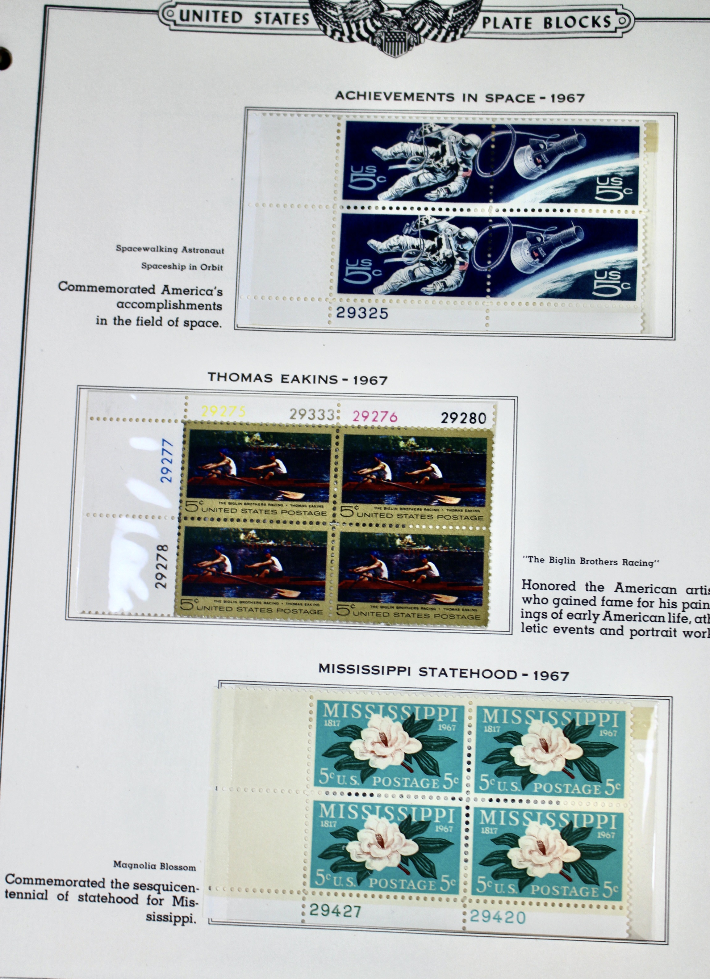 Over 200 Different U.S. Postage Stamp Plate Blocks, 1959 to 1969