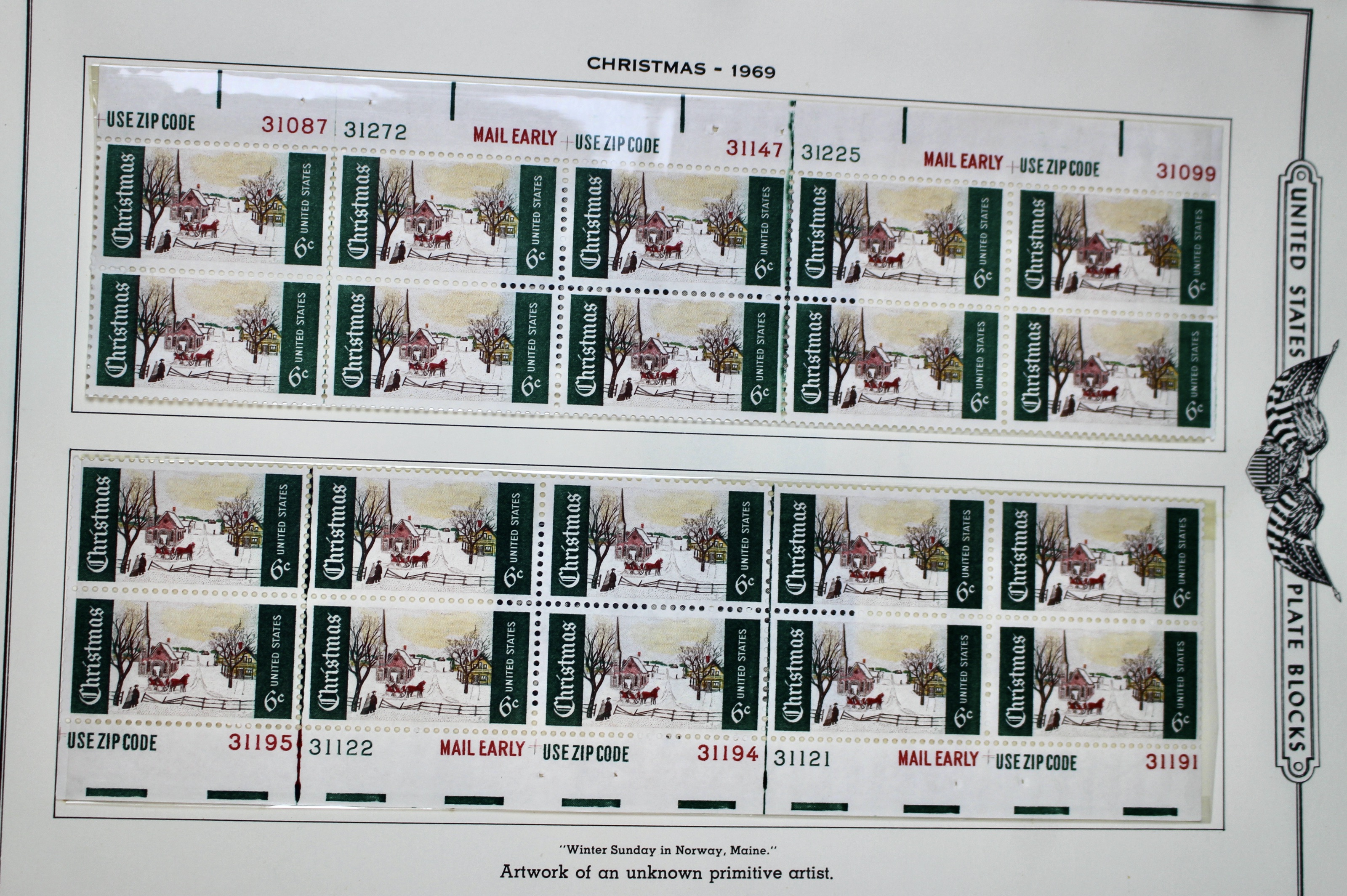 Over 200 Different U.S. Postage Stamp Plate Blocks, 1959 to 1969