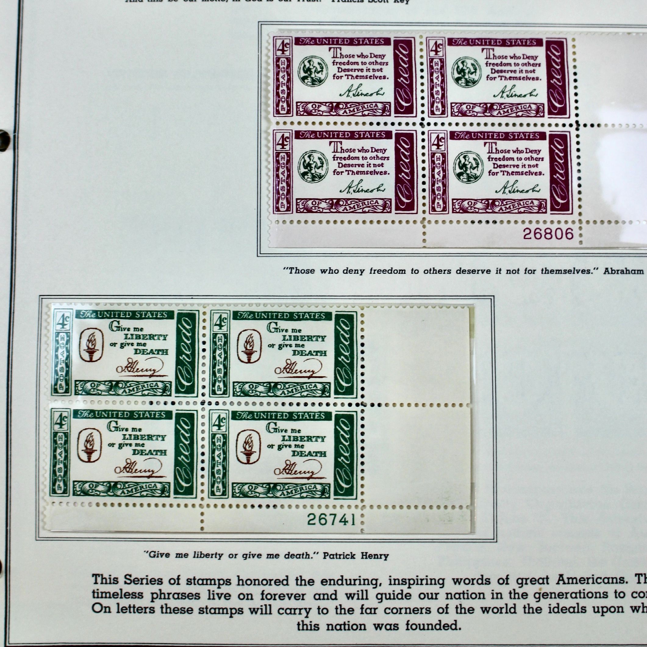 Over 200 Different U.S. Postage Stamp Plate Blocks, 1959 to 1969