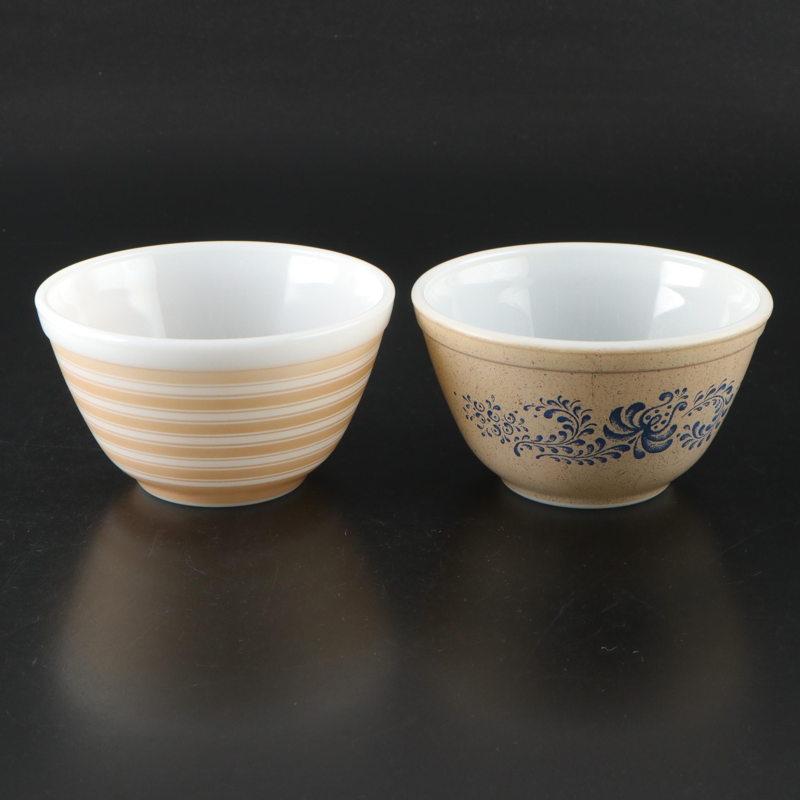 Pyrex and Hand-Painted Frosted Glass Bowls