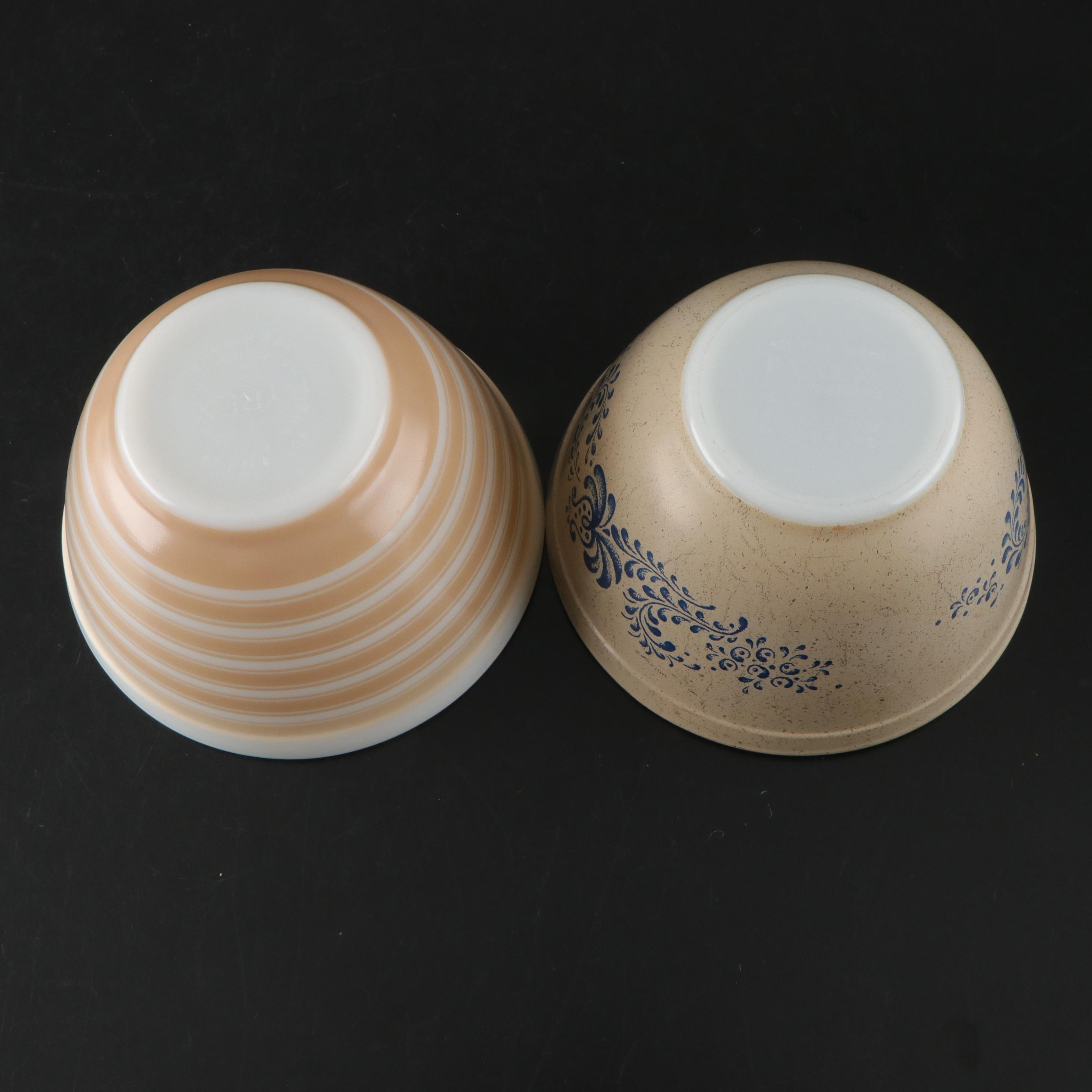 Pyrex and Hand-Painted Frosted Glass Bowls