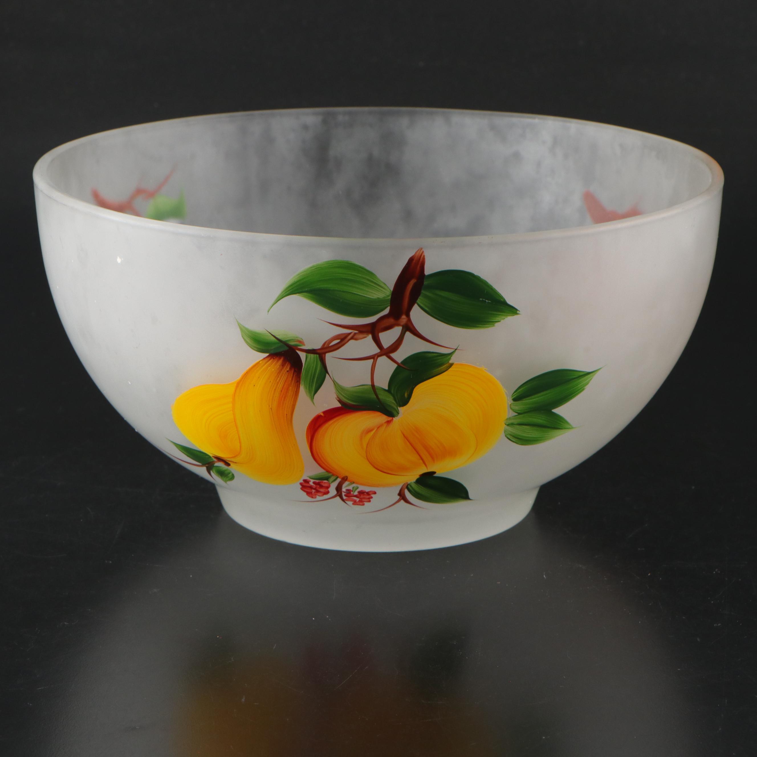 Pyrex and Hand-Painted Frosted Glass Bowls