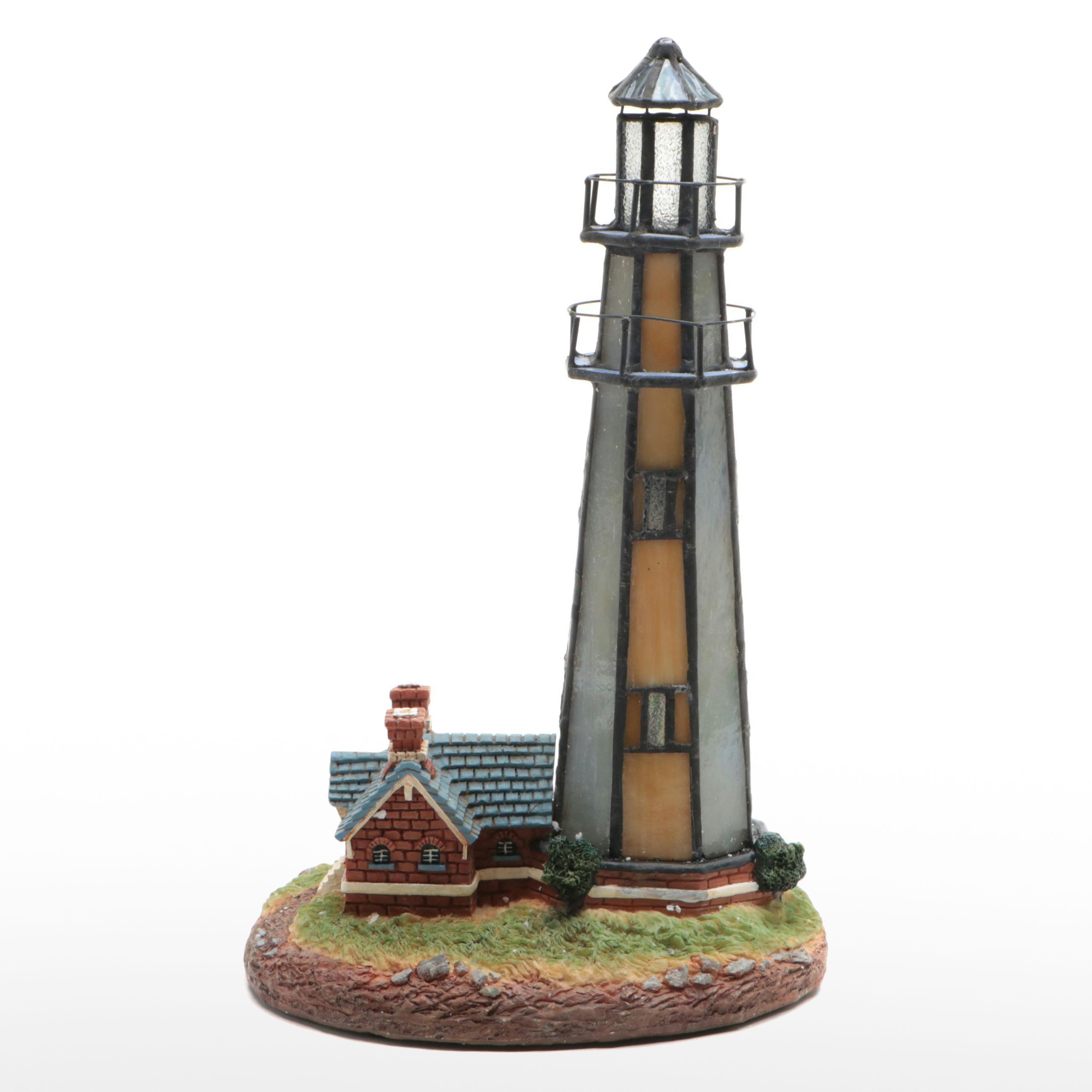 Dale Tiffany "Bristol Point" Art Glass Village Lighthouse Lamp