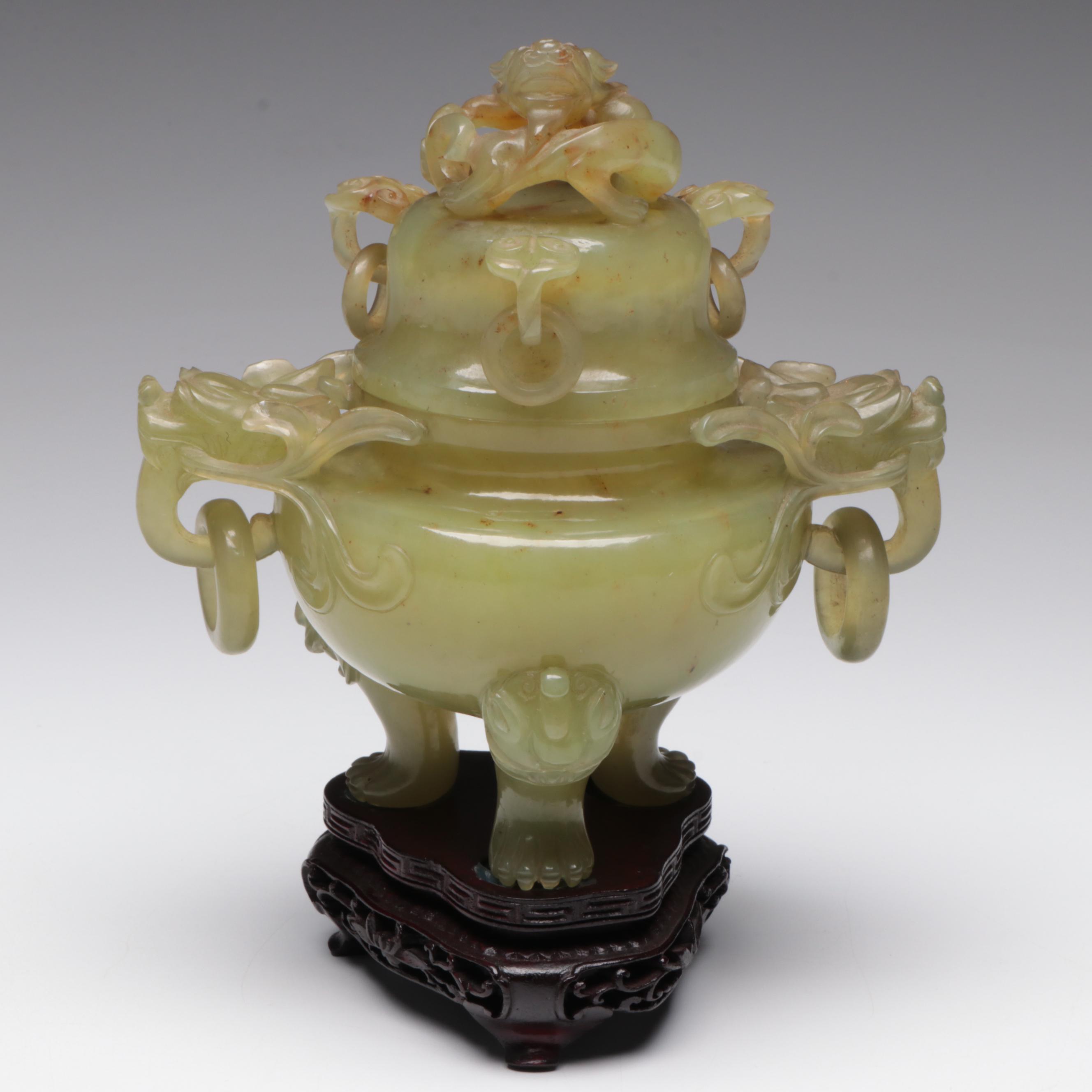 Antique Chinese Carved Jade Censer, 19th Century