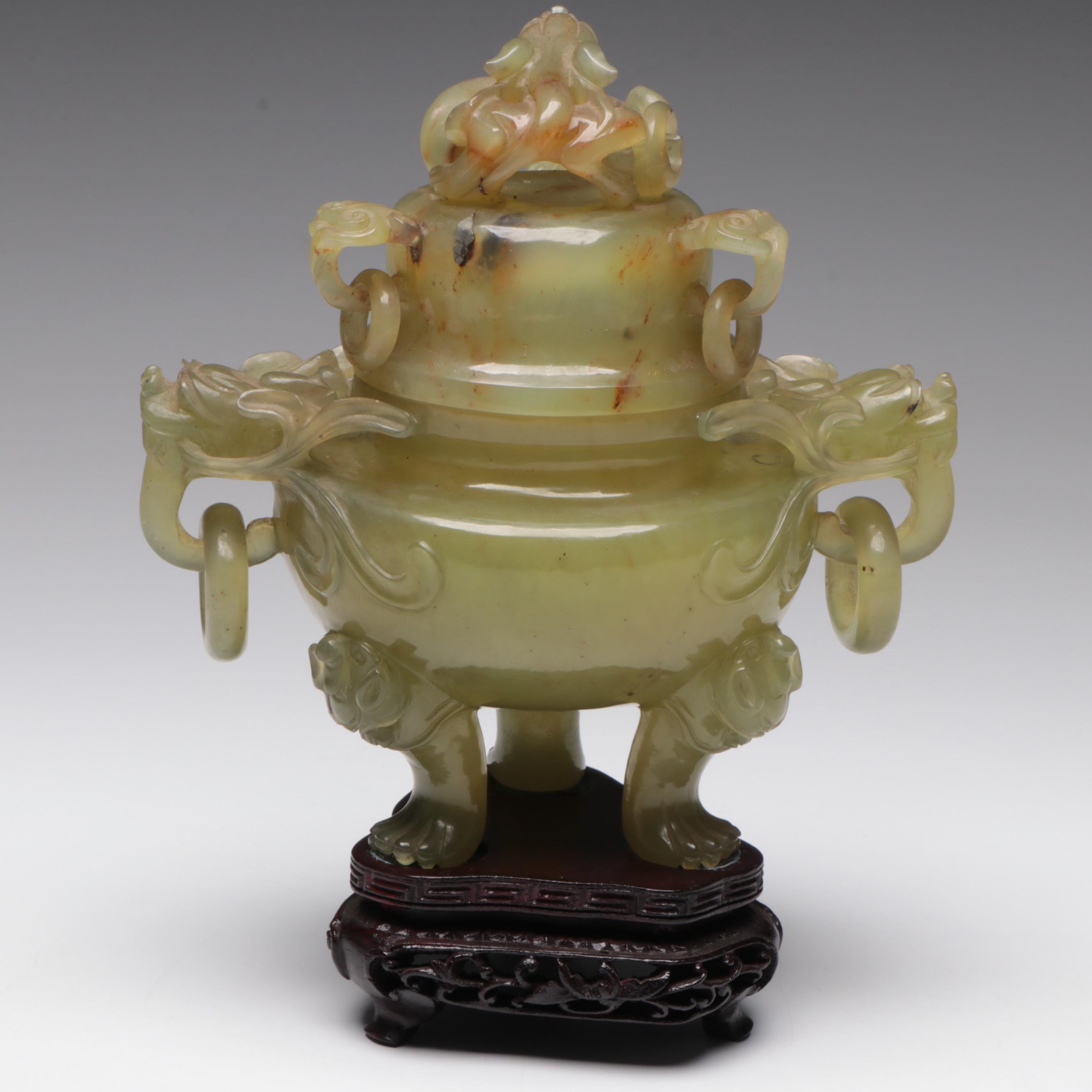 Antique Chinese Carved Jade Censer, 19th Century