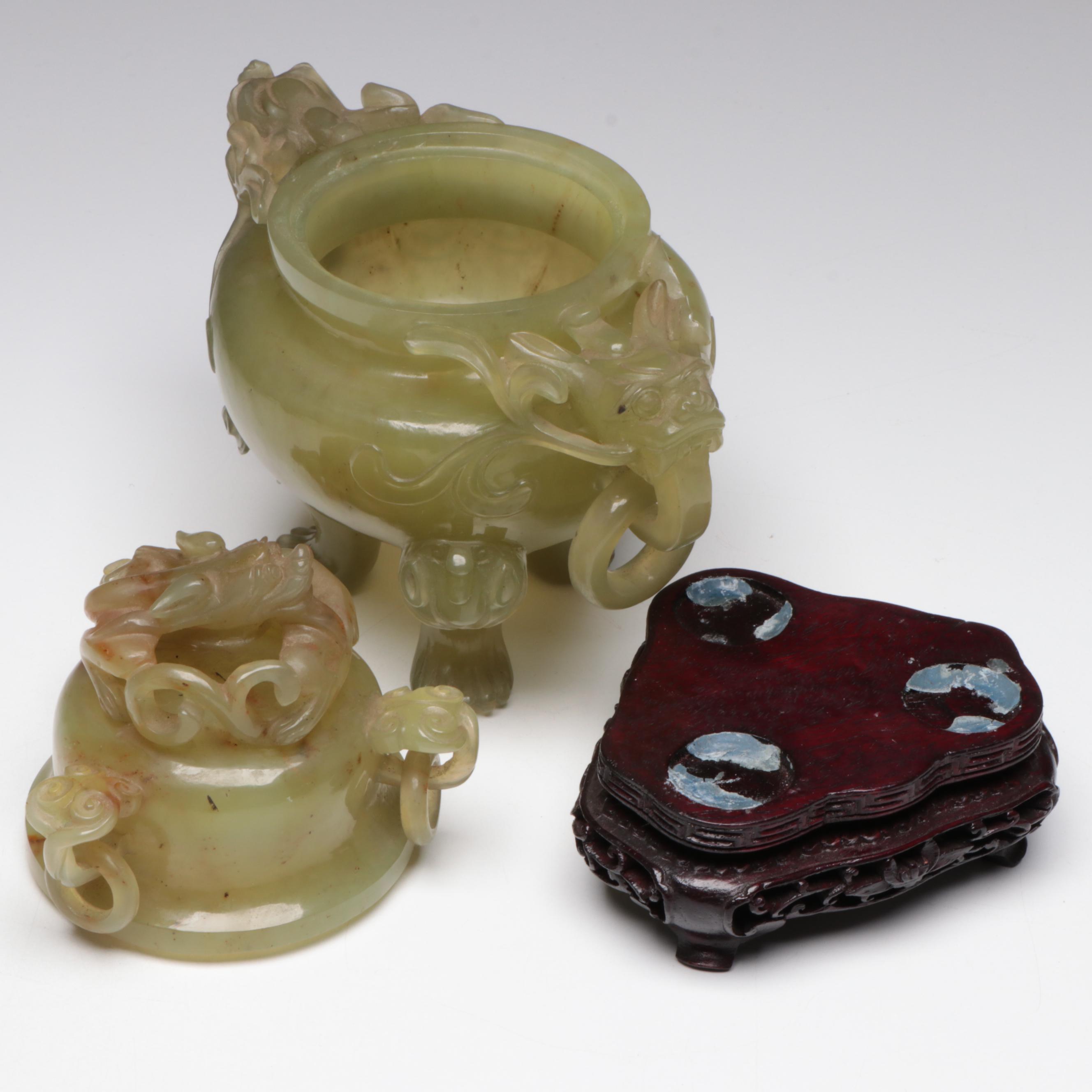 Antique Chinese Carved Jade Censer, 19th Century