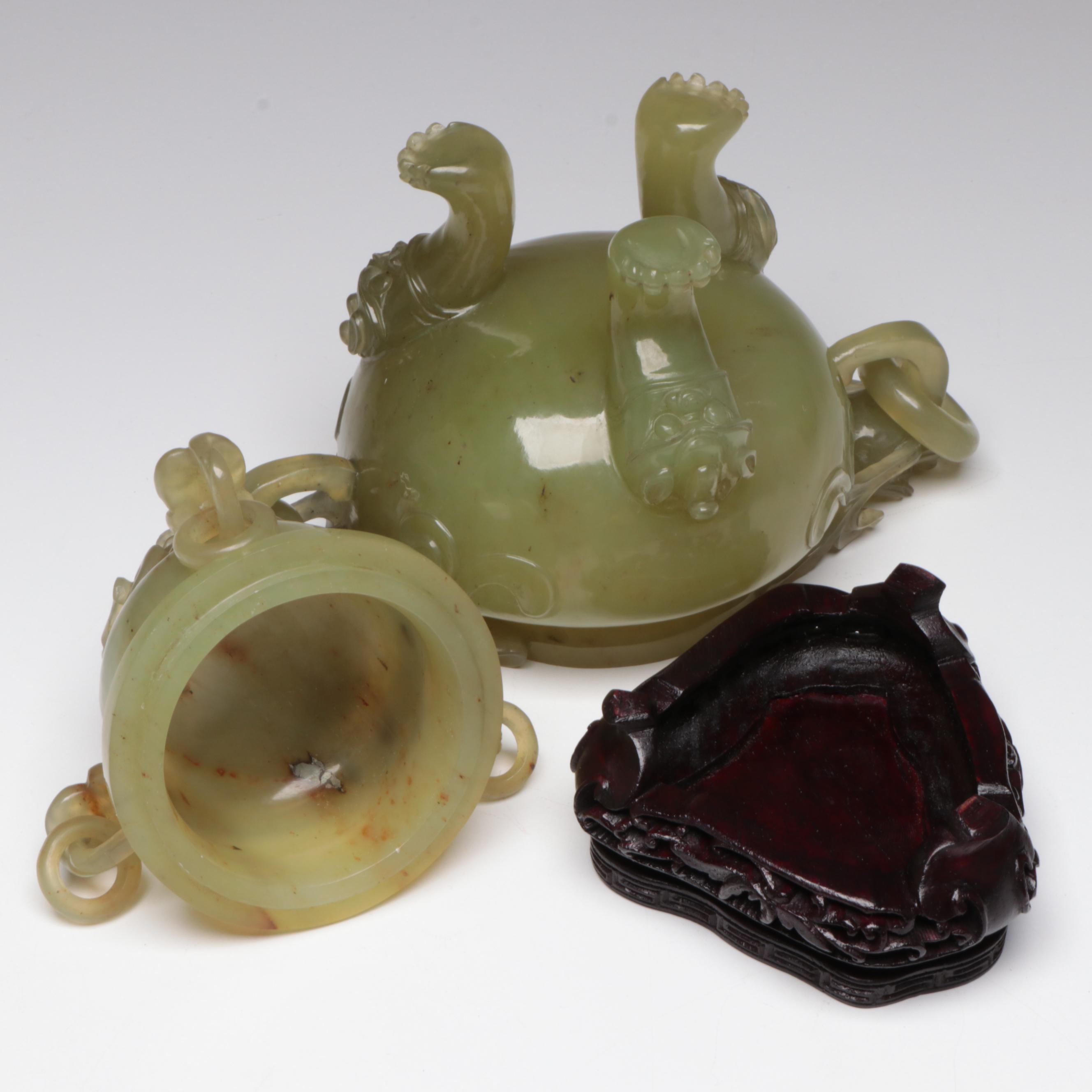 Antique Chinese Carved Jade Censer, 19th Century
