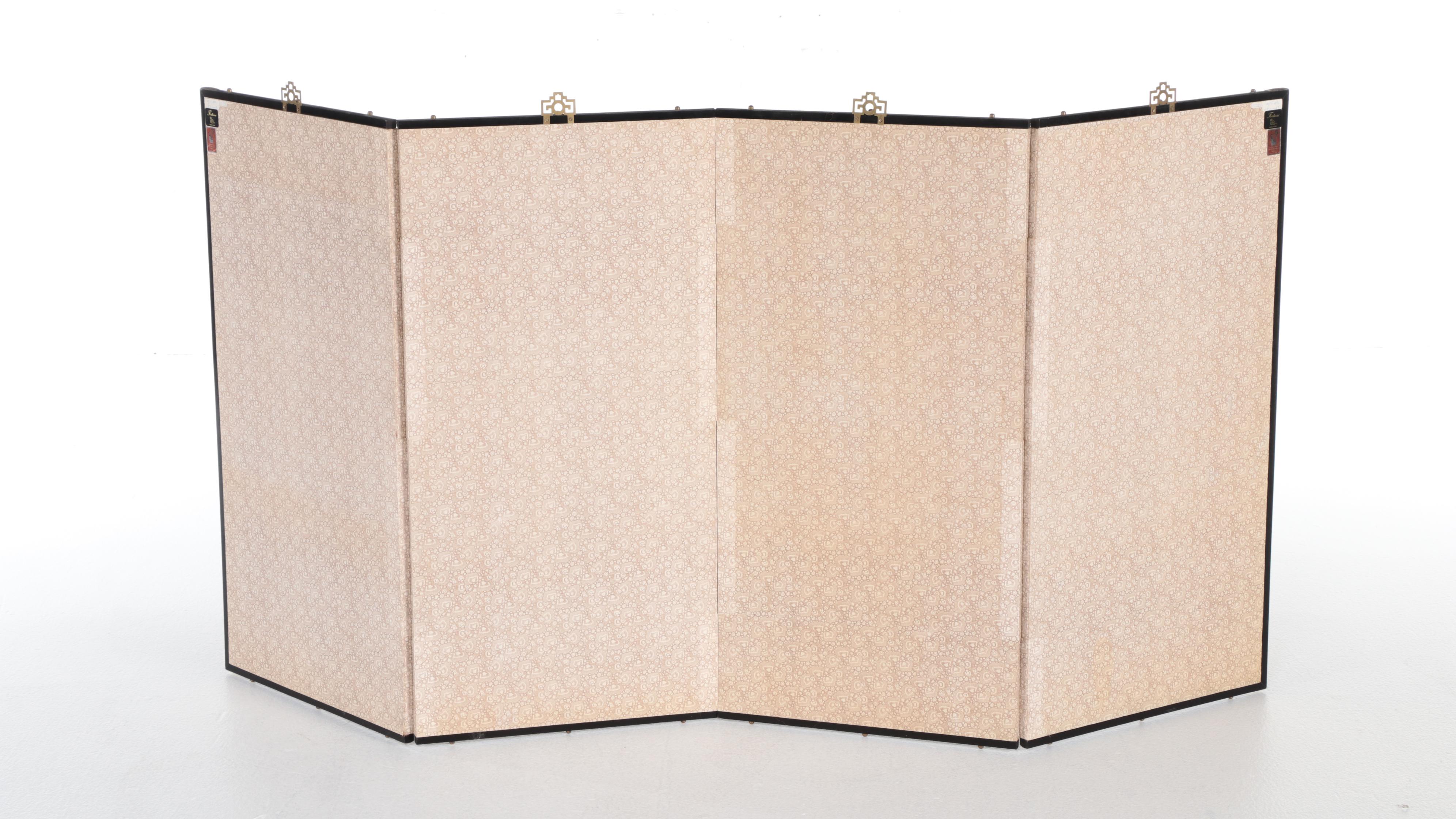 Chinese Hand-Painted Folding Table Screen, Circa 1982