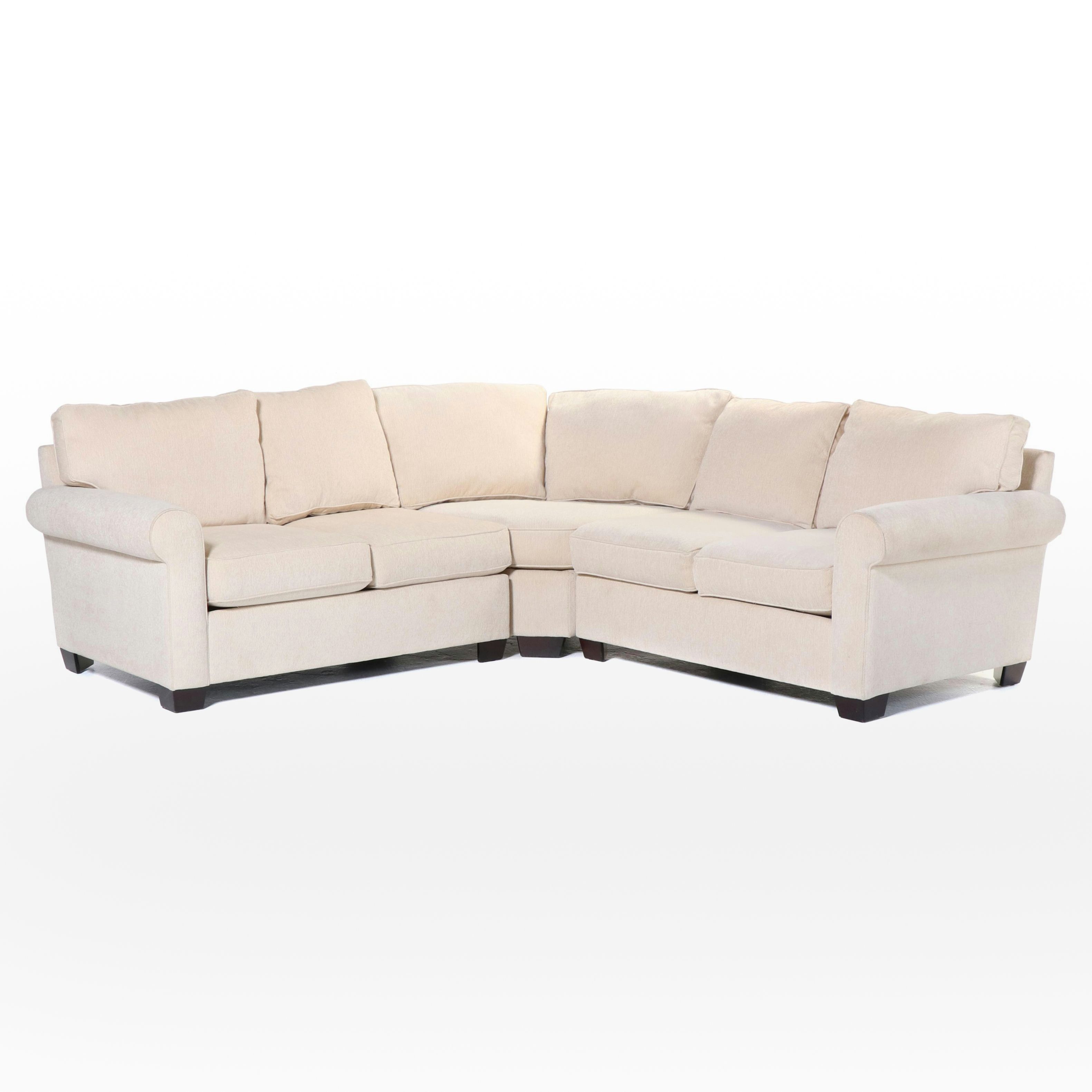Pottery Barn Cream Chenille Upholstered Three-Piece Sectional Sofa