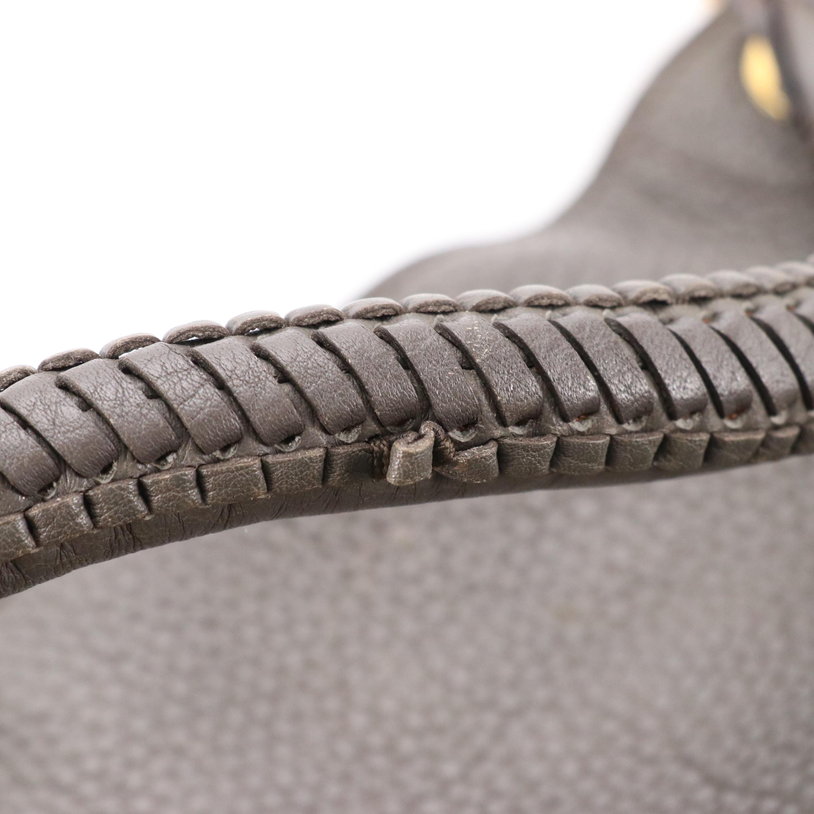 Prada Hobo Shoulder Bag in Gray Vitello Daino Leather