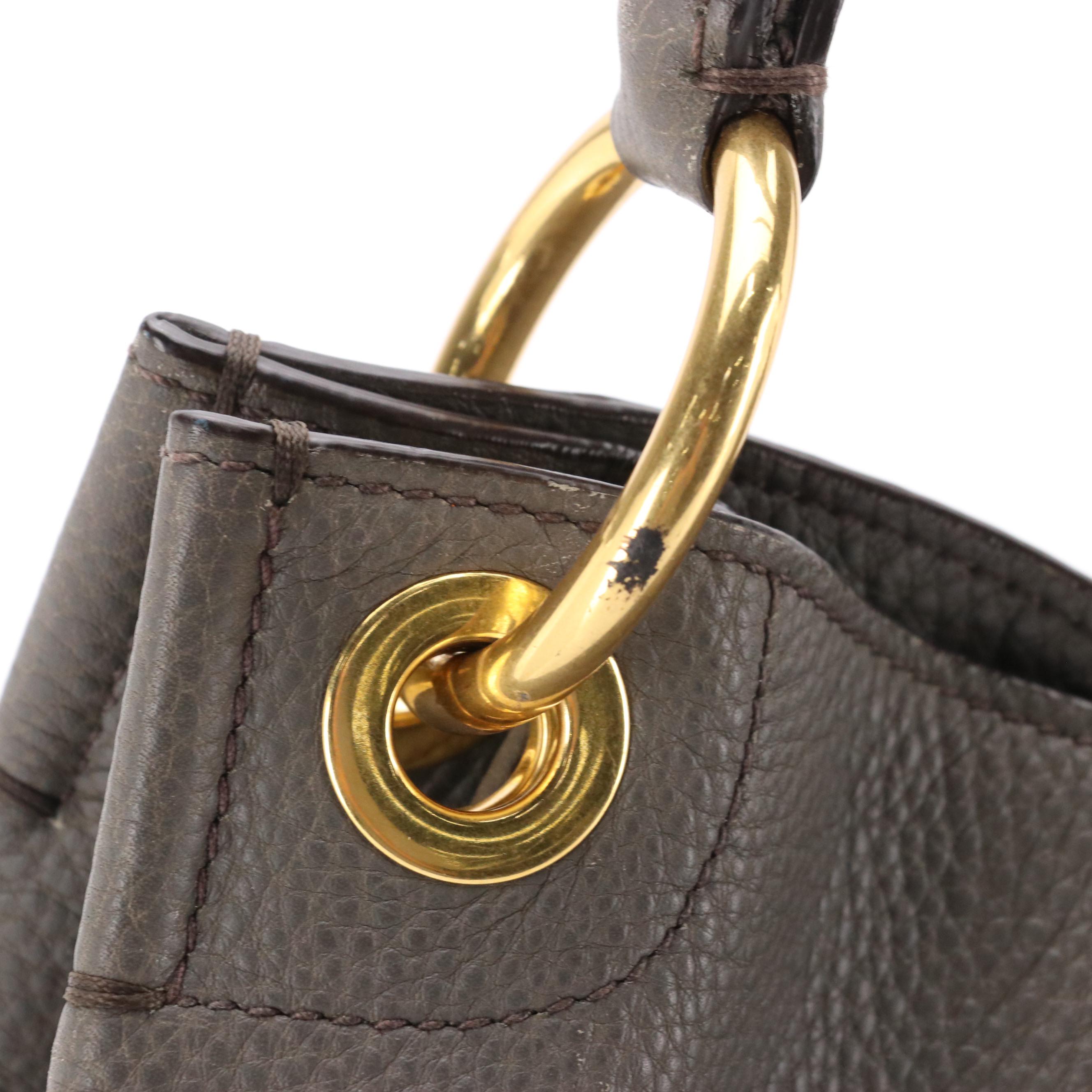 Prada Hobo Shoulder Bag in Gray Vitello Daino Leather