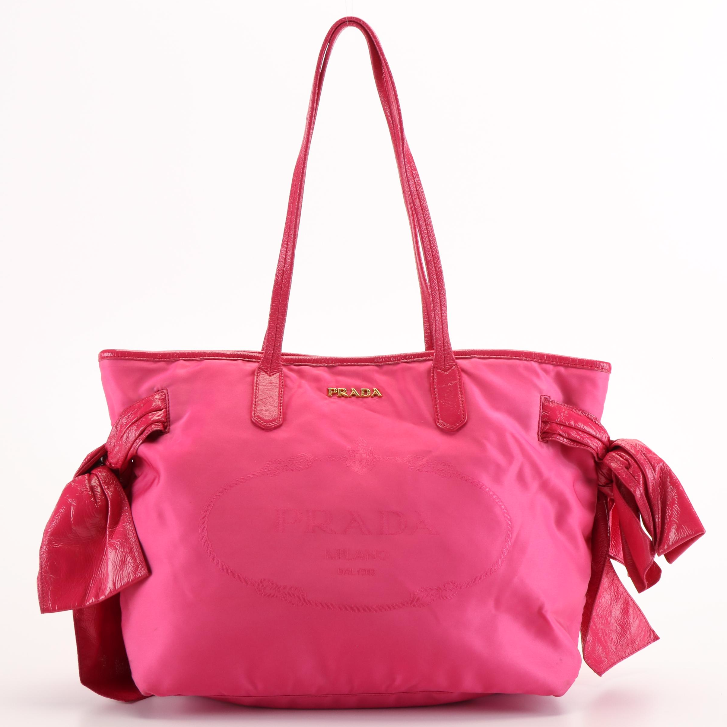 Prada Jacquard Logo Pink Tessuto Nylon Tote Bag