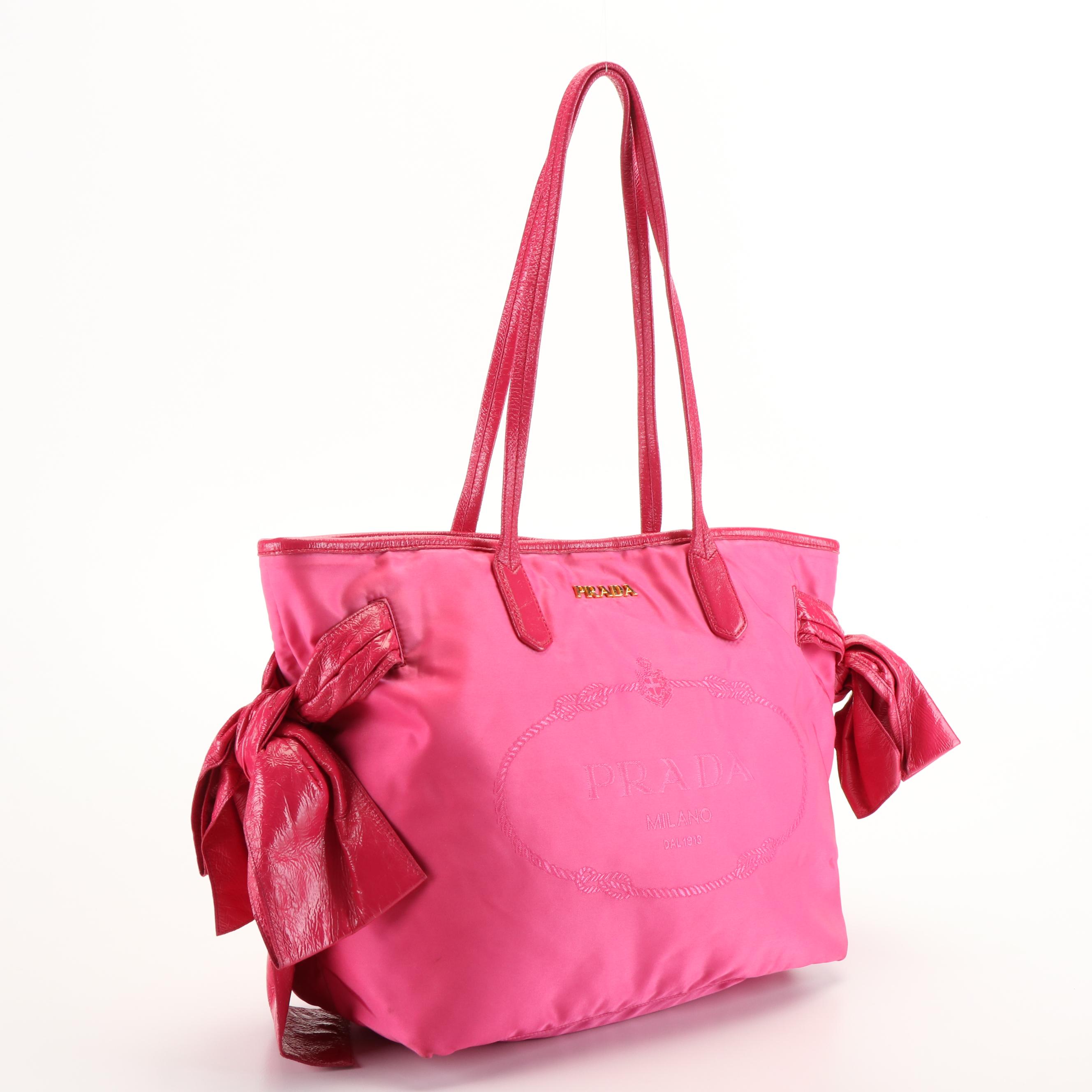 Prada Jacquard Logo Pink Tessuto Nylon Tote Bag