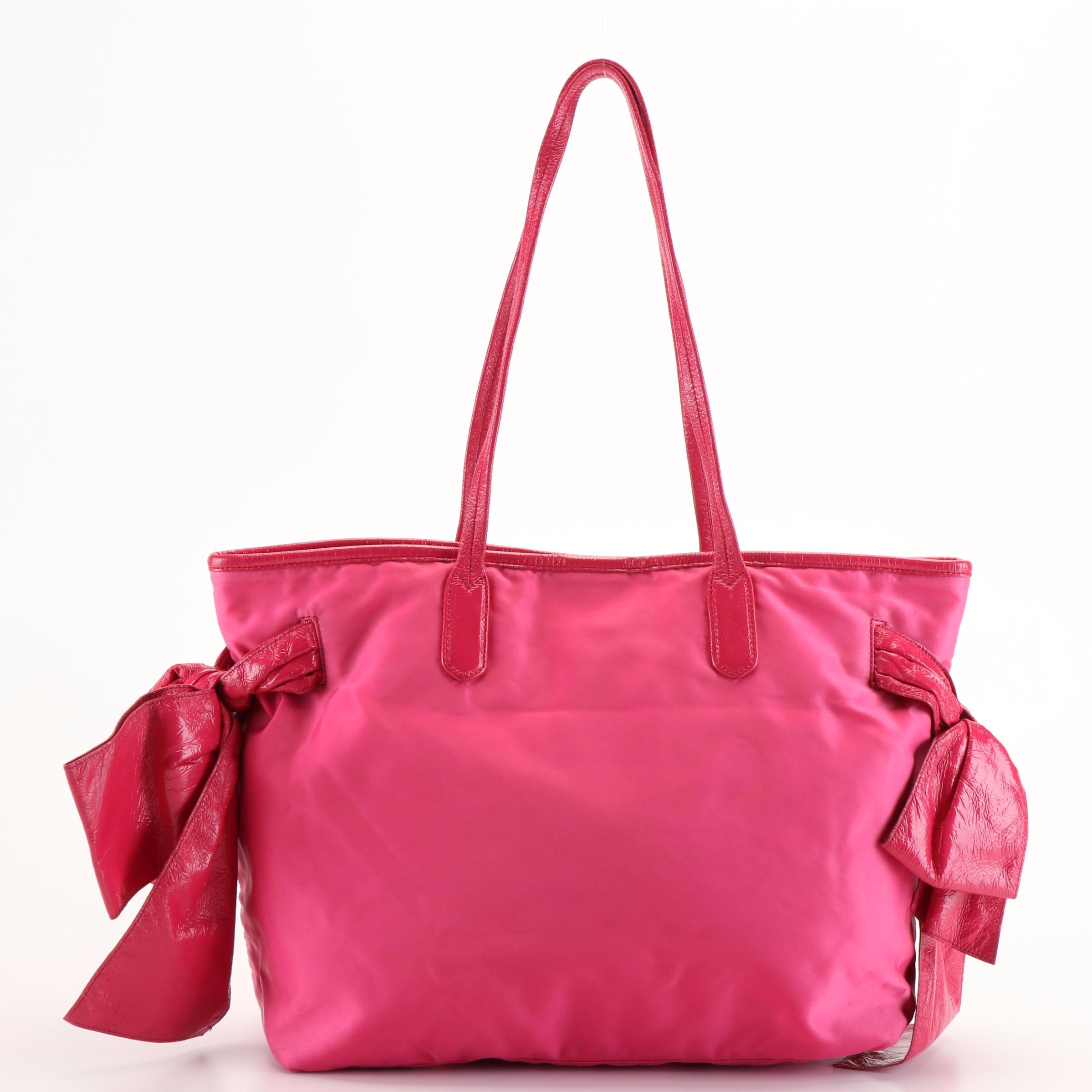 Prada Jacquard Logo Pink Tessuto Nylon Tote Bag