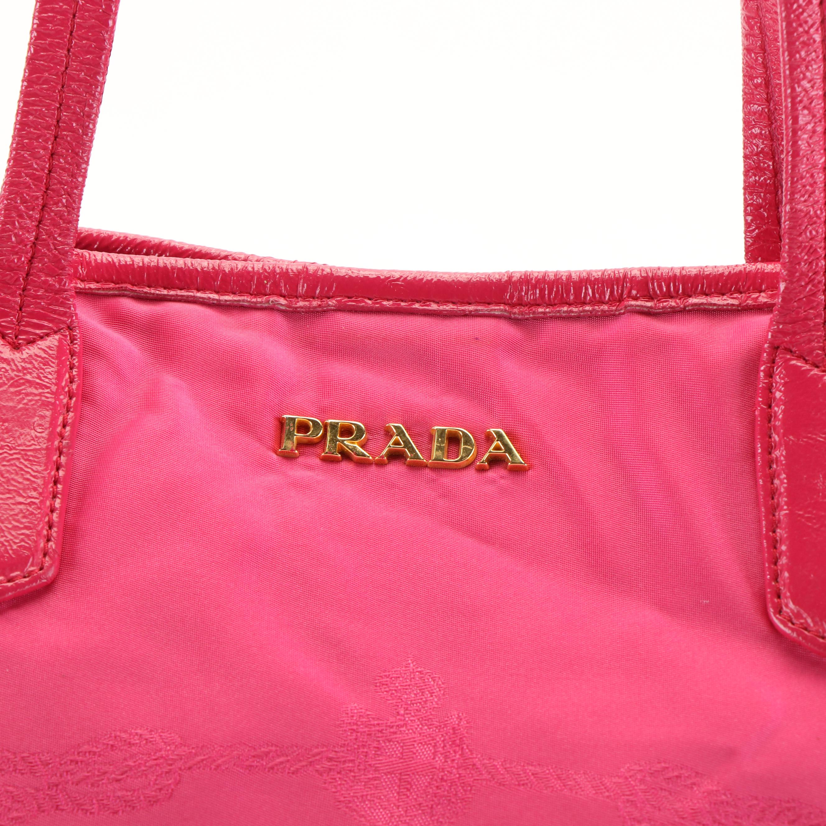 Prada Jacquard Logo Pink Tessuto Nylon Tote Bag