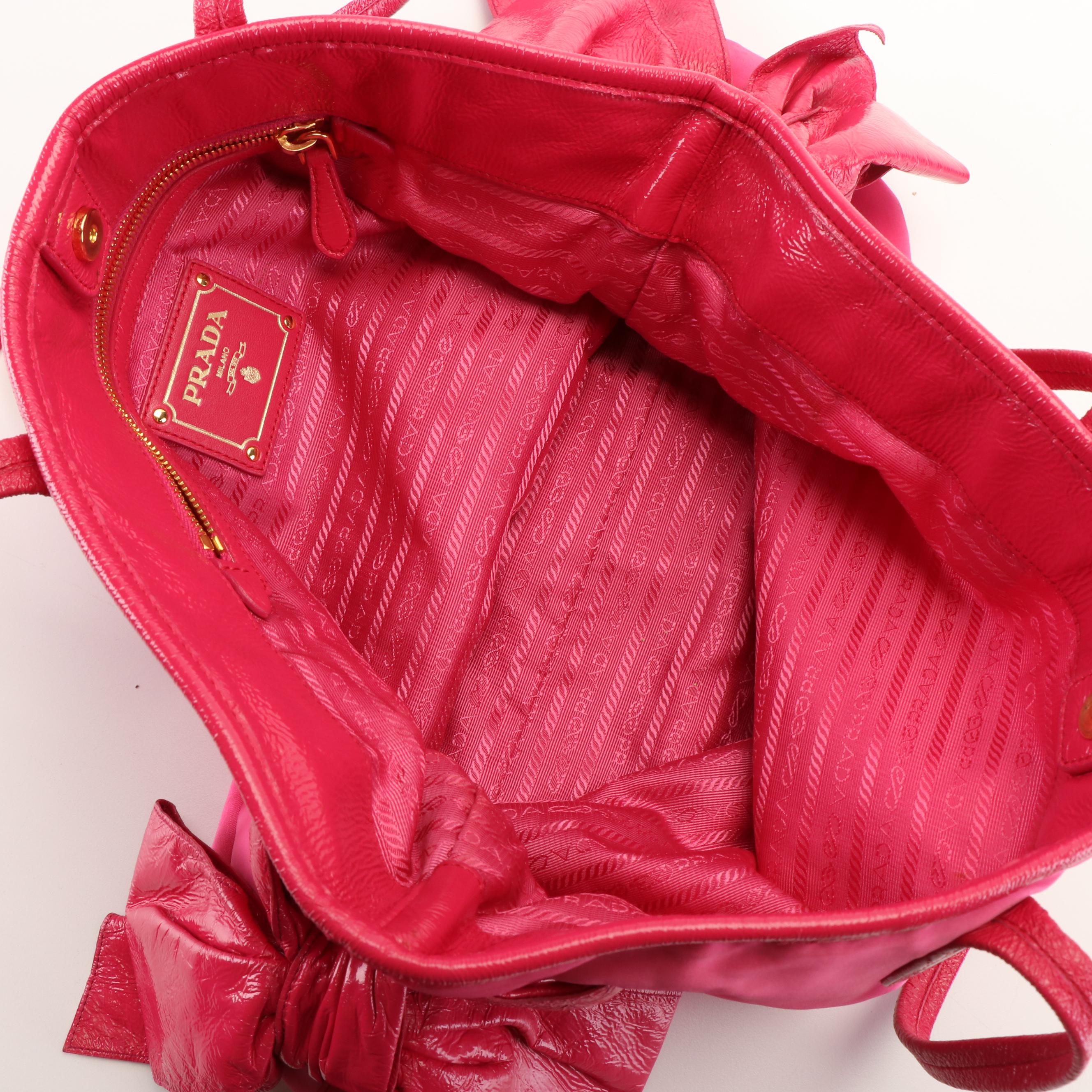 Prada Jacquard Logo Pink Tessuto Nylon Tote Bag