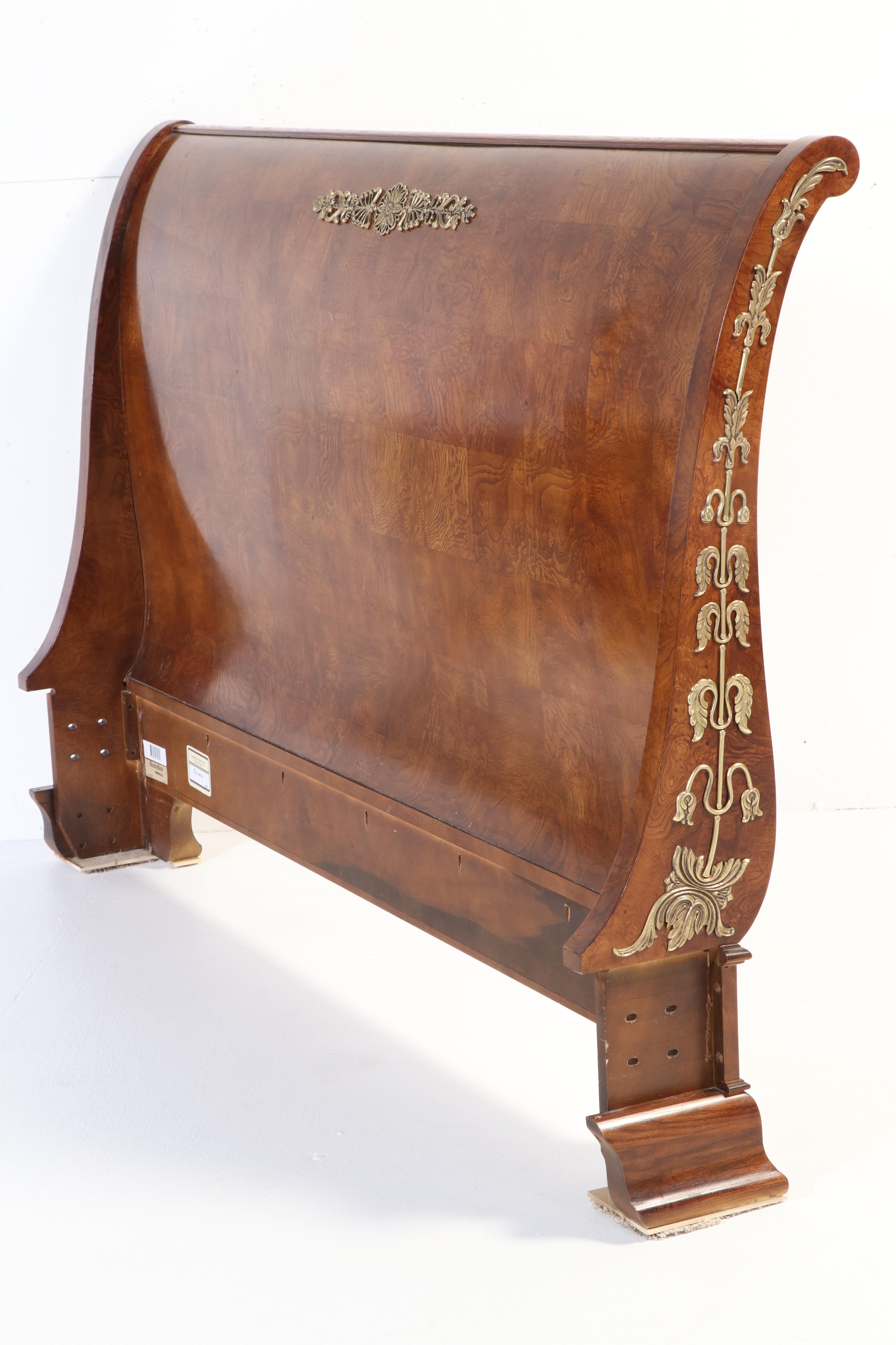 Henredon Charles X Style Burl Mahogany King Size Sleigh Bed