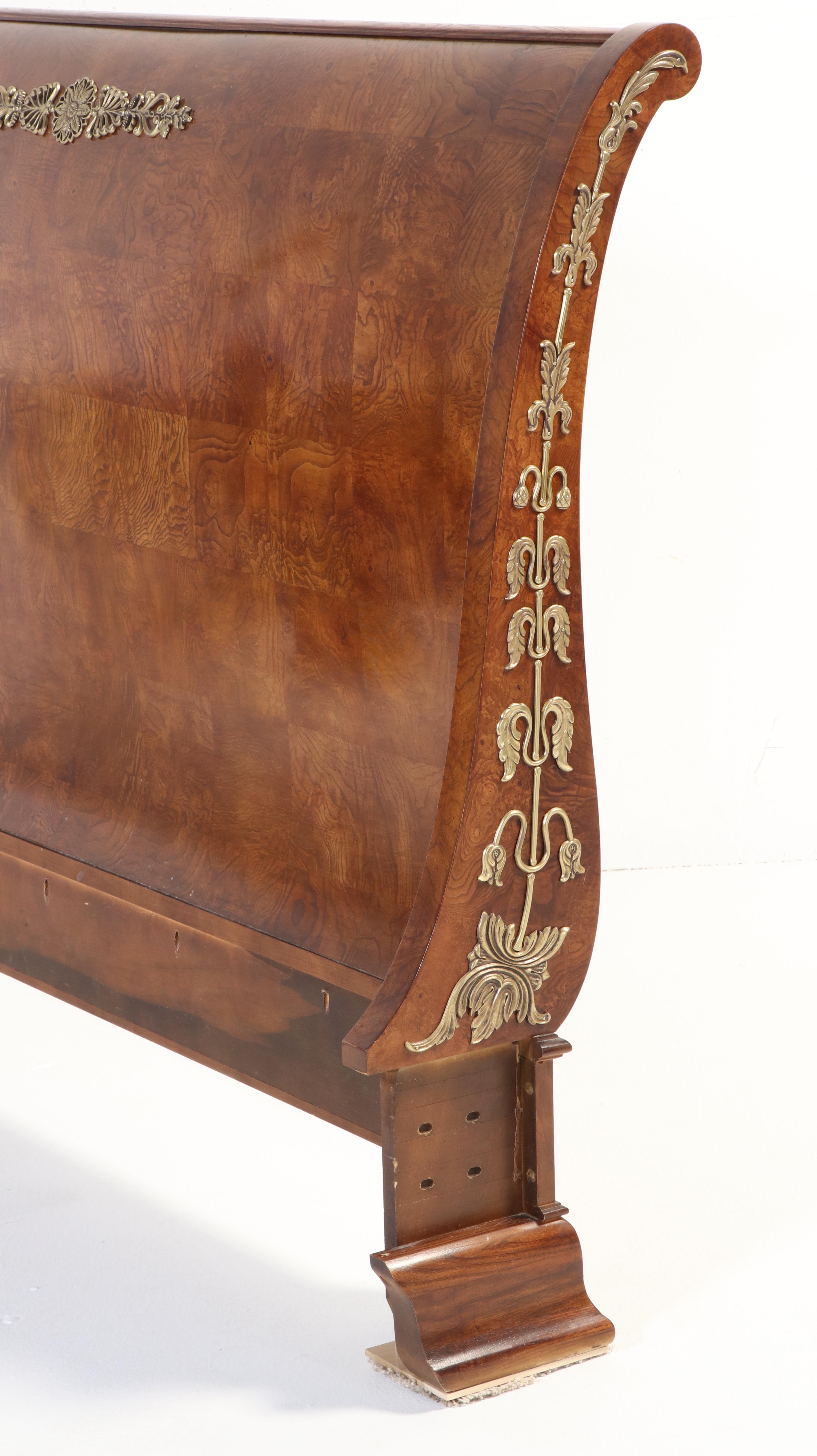 Henredon Charles X Style Burl Mahogany King Size Sleigh Bed
