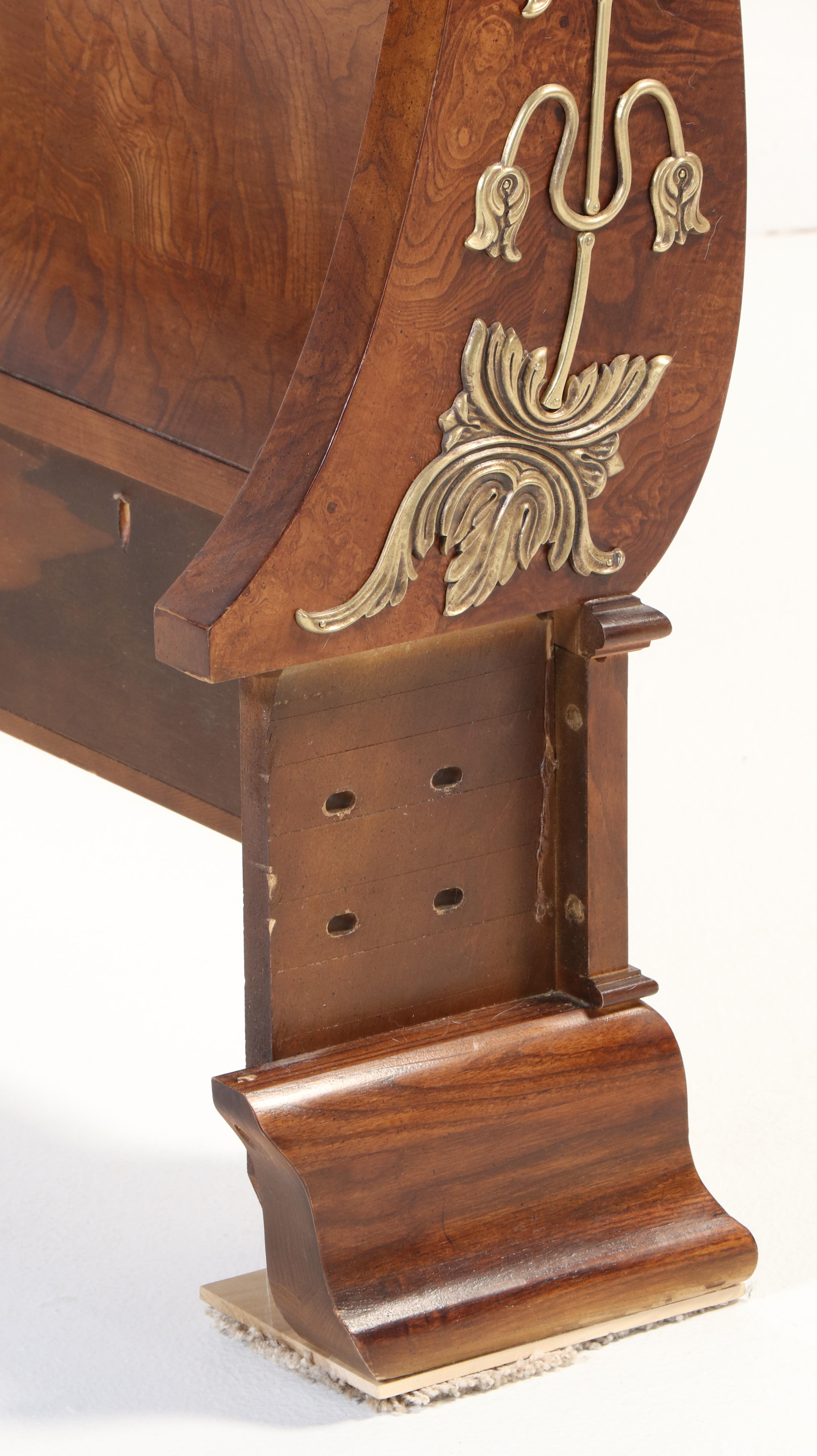 Henredon Charles X Style Burl Mahogany King Size Sleigh Bed