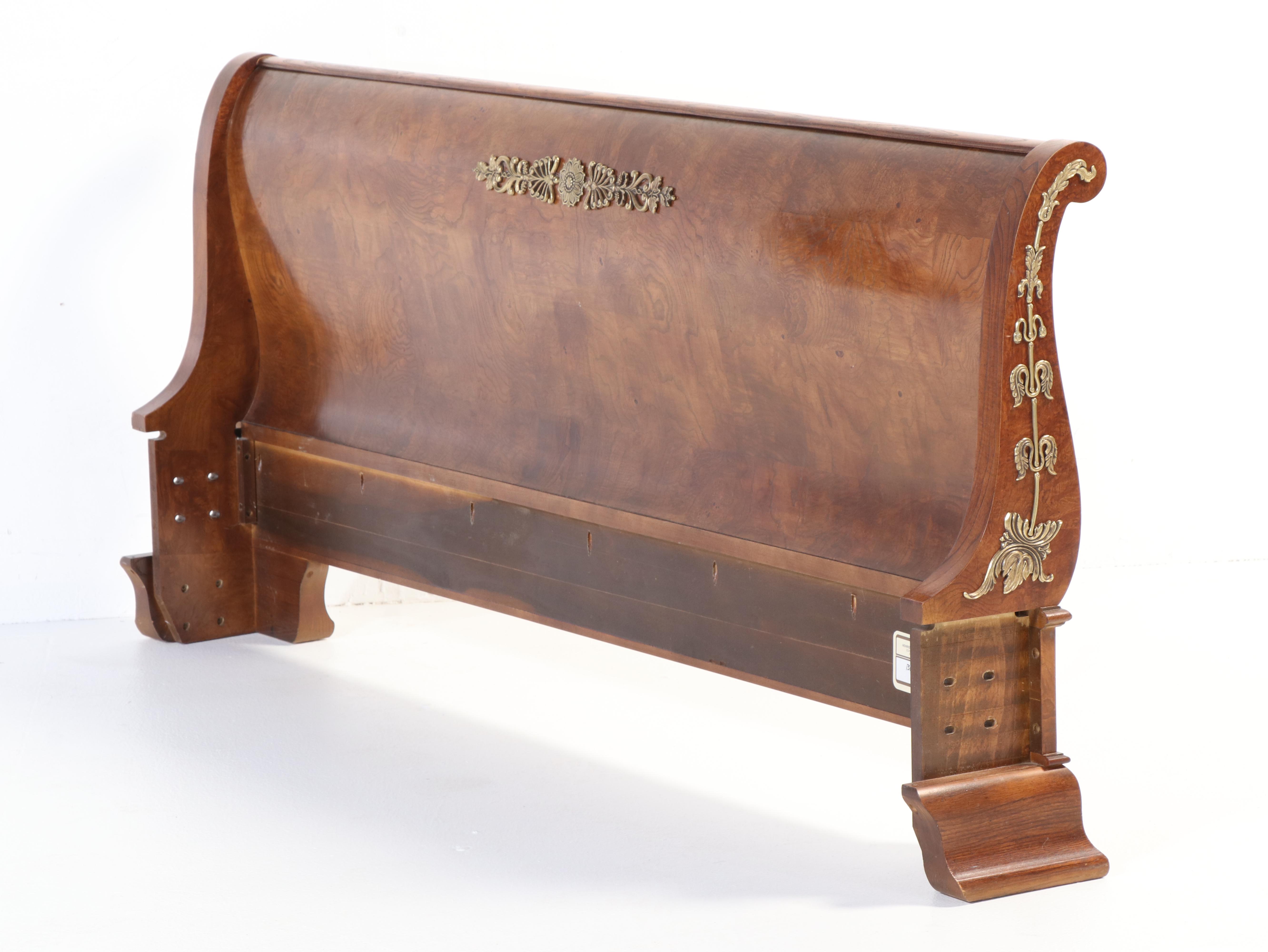 Henredon Charles X Style Burl Mahogany King Size Sleigh Bed